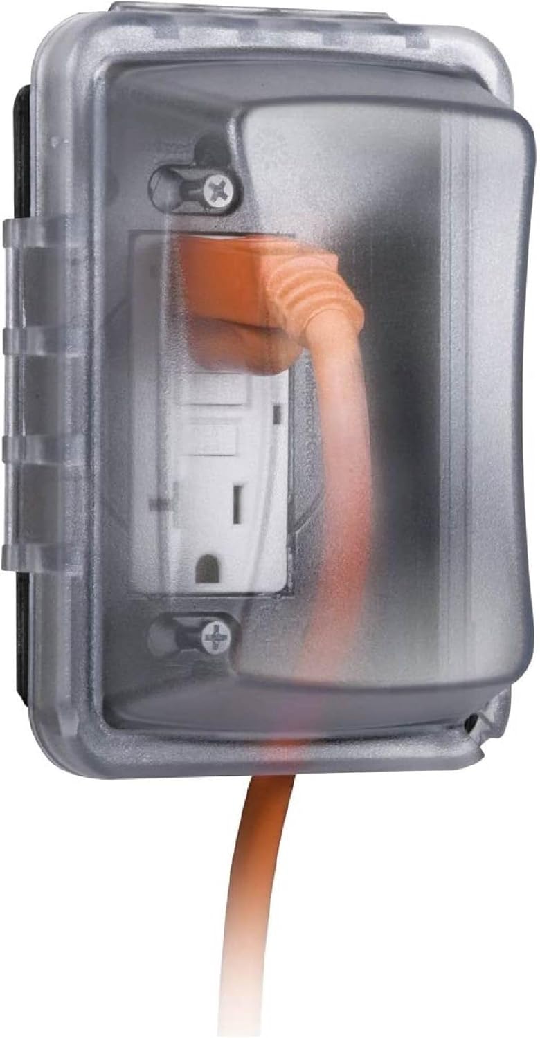 TayMac 1-Gang Weatherproof In-Use Outdoor Electrical Outlet Cover, Clear