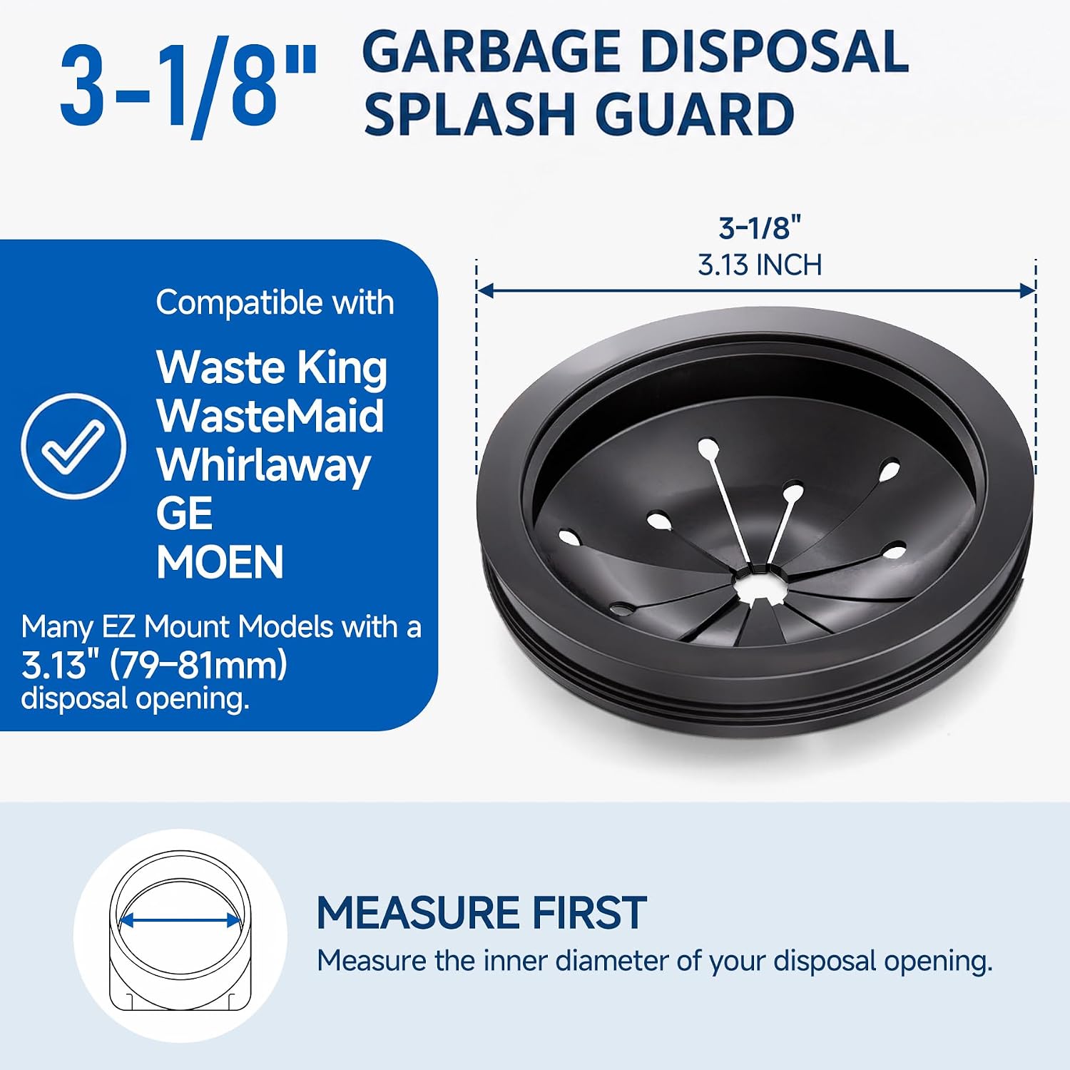 Garbage Disposal Splash Guard Collar Sink Baffle, Food Waste Disposer Parts Accessories, 3-1/8 Inch Multi-function Drain Plugs for Garbage Disposals by CLEESINK