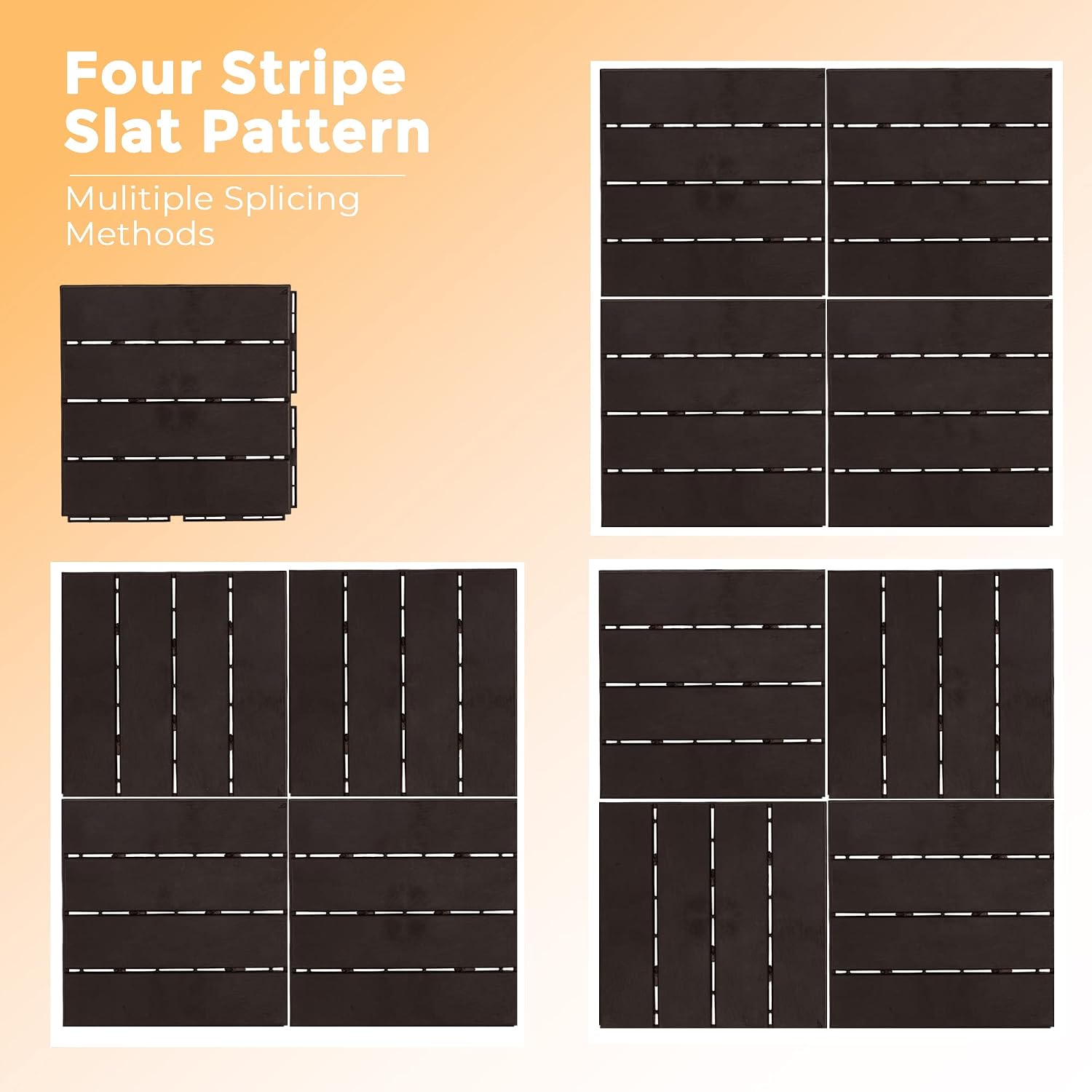 ASTEROUTDOOR Interlocking Deck Tiles Plastic Waterproof Outdoor Flooring 12" x 12" for Patio Garden Deck Poolside Indoor Outdoor, 10 pcs, Gray