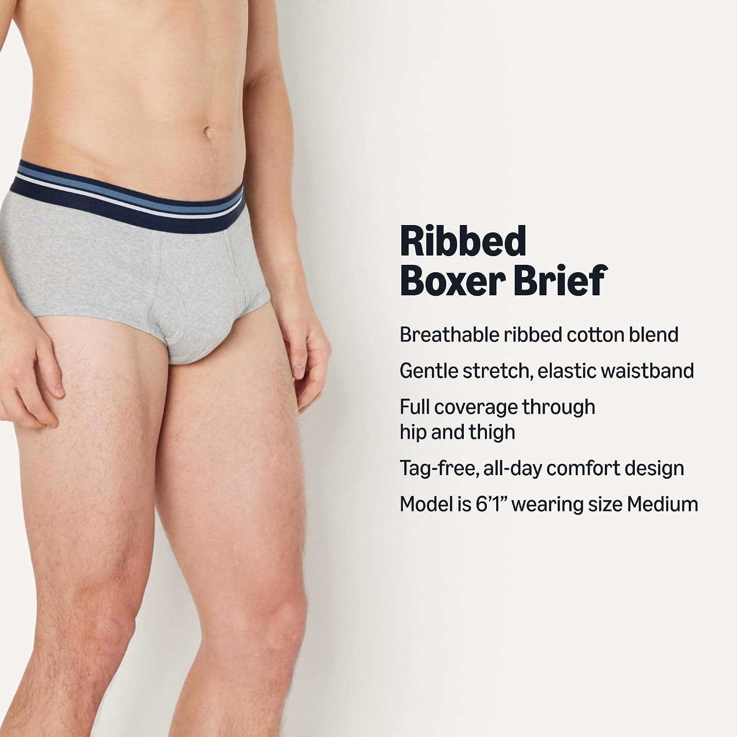 Amazon Essentials Men's Breathable Ribbed Knit Briefs with Elasticized Waistband, Multipacks