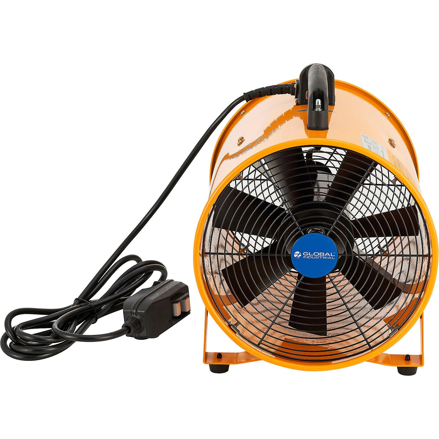 Global Industrial Portable Ventilation Fan, 12" Diameter Confined Space Fan | Blower Fan, 2 Speed, 1640 CFM, 3/8 HP, 10'L GFCI Power Cord, 120V