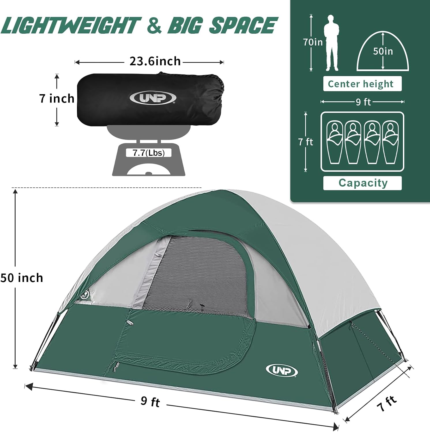 Camping Tent 2-4 Person, Waterproof Windproof Tent with Rainfly Easy Set up-Portable Dome Tents for Camping…