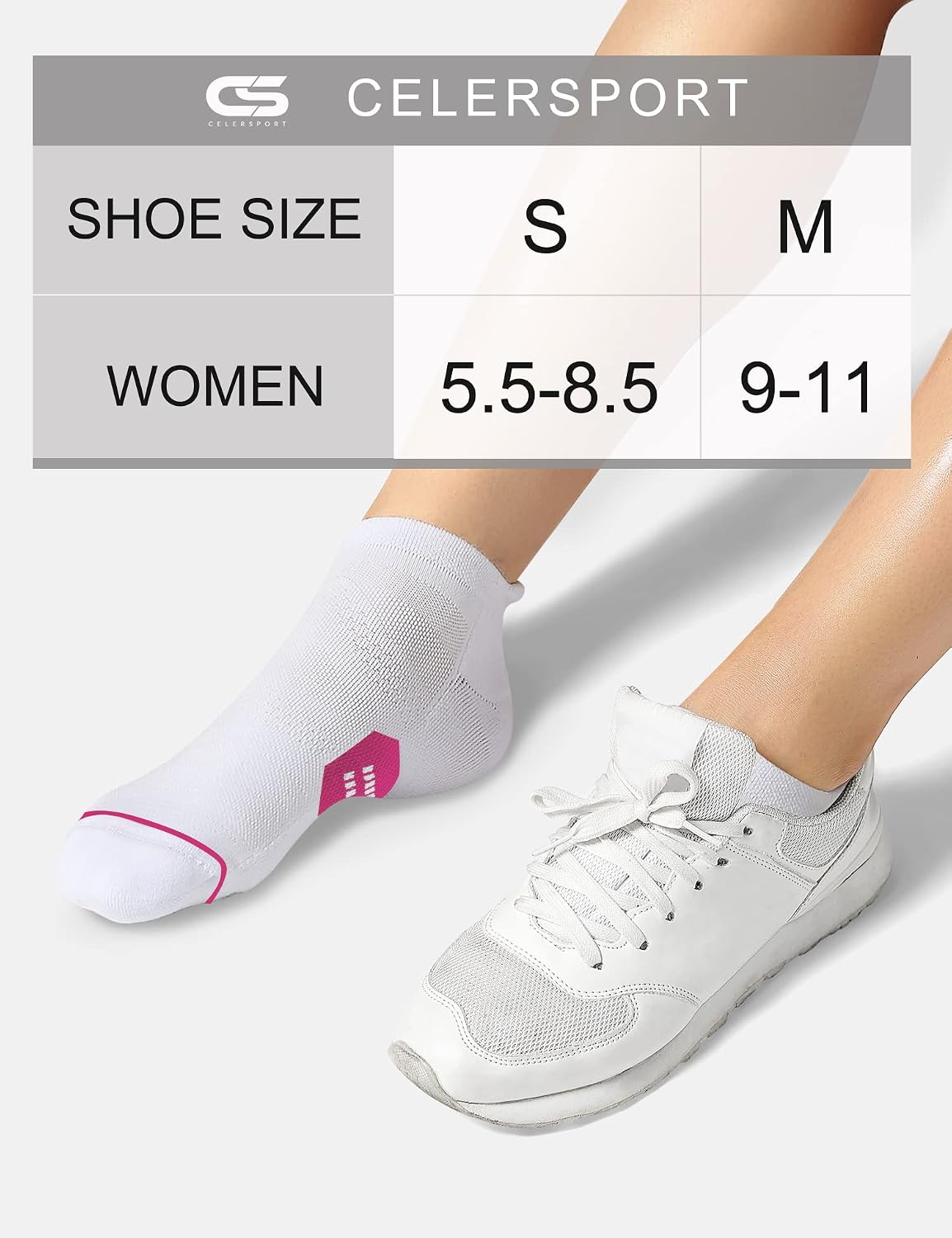 CS CELERSPORT 6 Pack Women's Ankle Running Socks Cushioned Low Cut Tab Athletic Socks