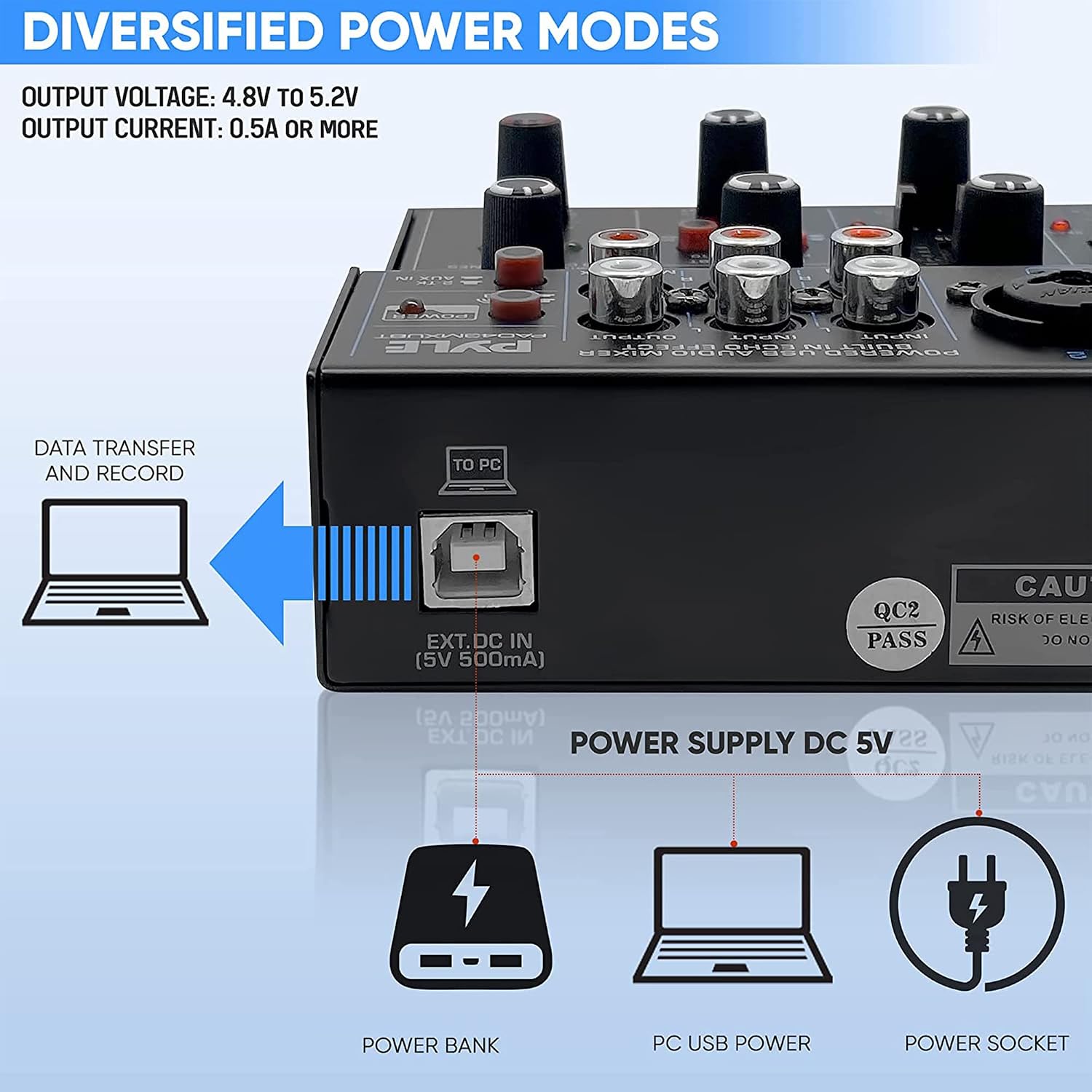 Pyle Professional Wireless DJ Audio Mixer - 4 Channel Bluetooth Controller Sound Mixer, USB Audio Interface