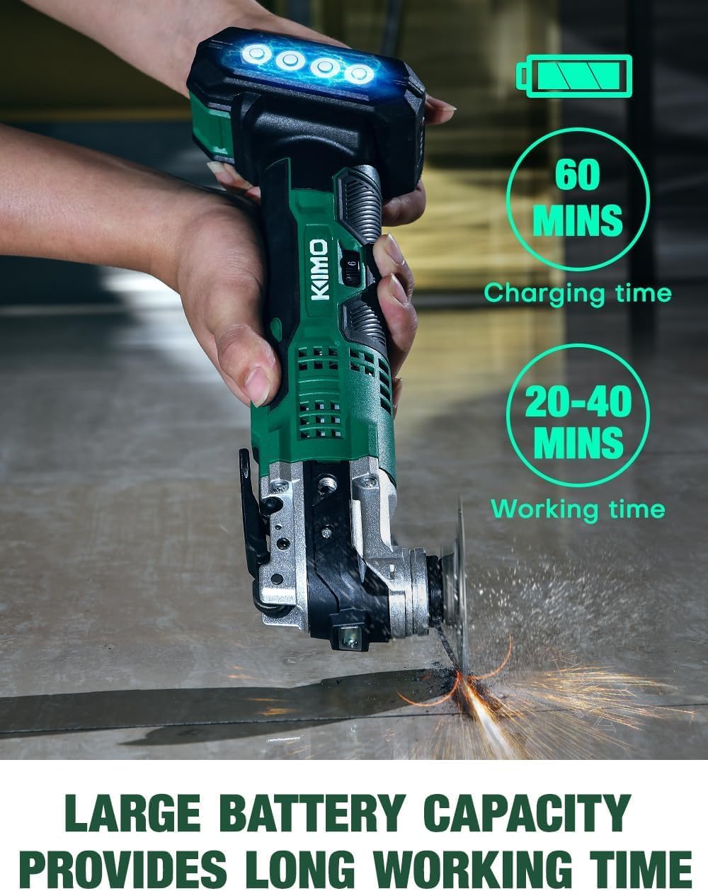 KIMO 20V Cordless Oscillating Tool Kit with 26-Pcs Accessories, Max 21000 OPM, 6 Variable Speed & 3° Oscillating Angle