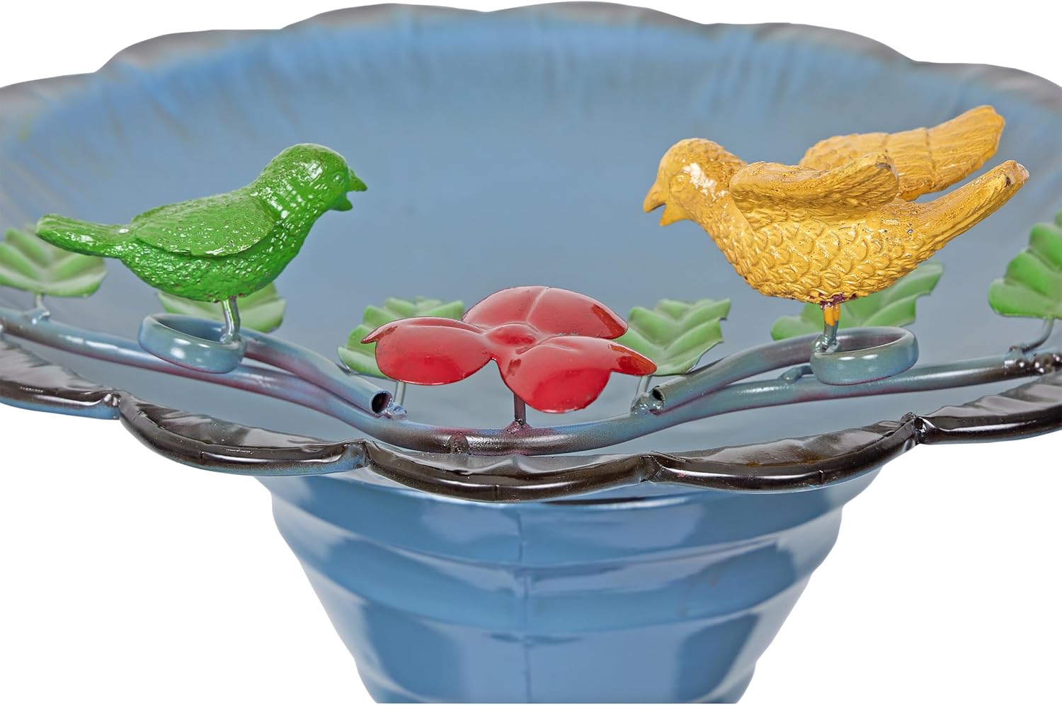 Alpine Corporation - 28" Tall Outdoor Metal Birdbath with Birds and Leaves Yard Statue Decoration, Red – Stunning Garden Accent to Attract Birds - Durable Construction for Patio, Deck, or Yard