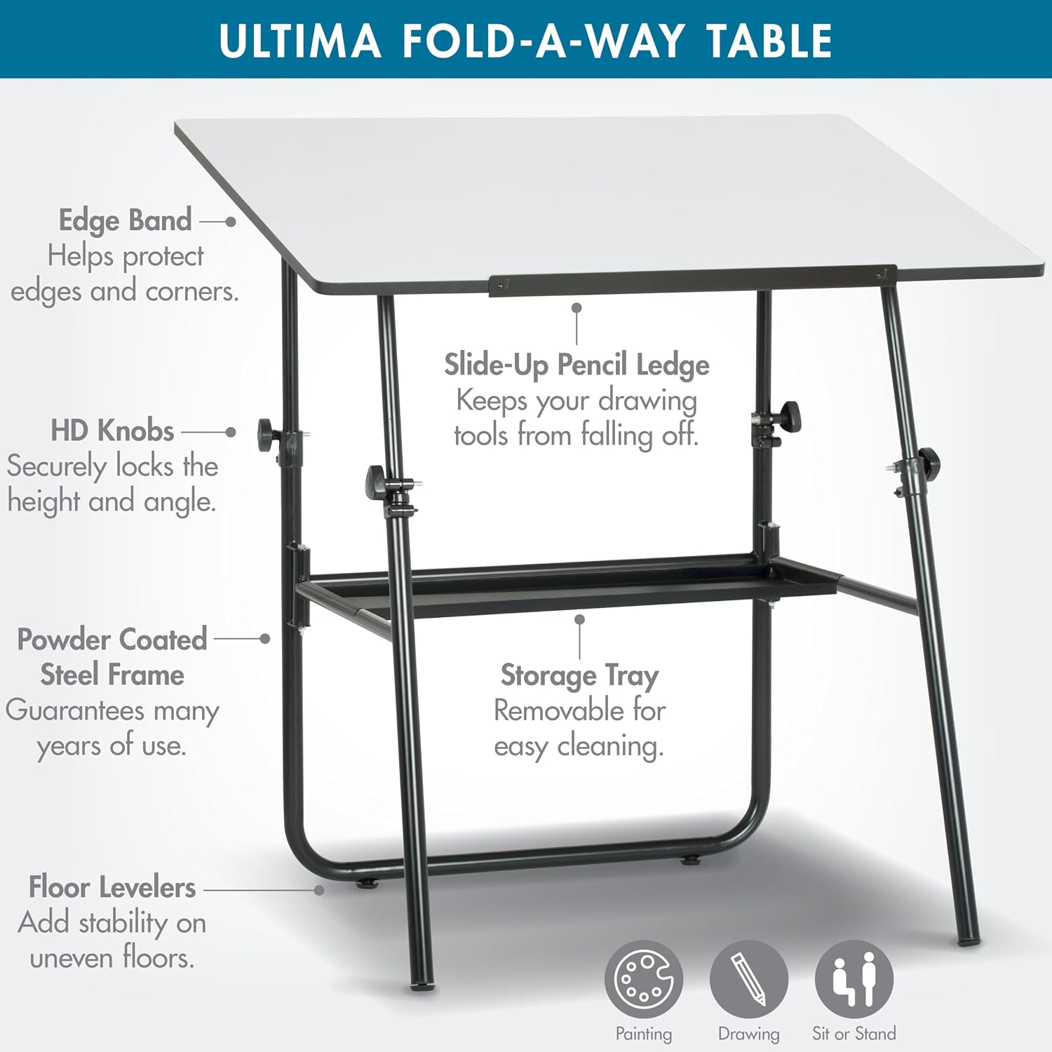 Studio Designs 19652 Ultima Fold A Way Table, Black