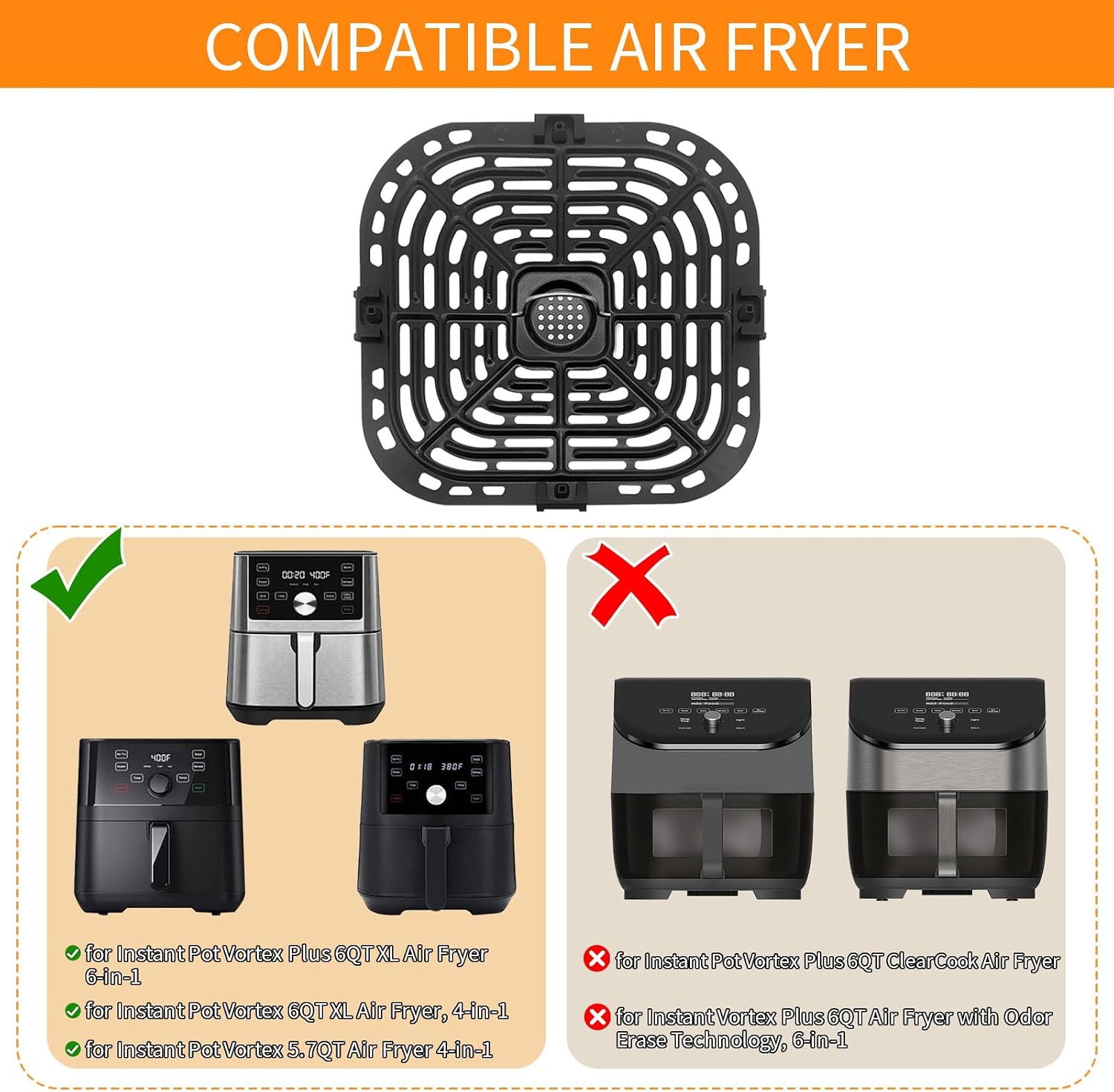 GXF Air Fryer Grill Pan for Instant Pot Vortex Plus 6 in 1 5.7QT 6 QT Gourmia GAF735 6 QT Air Fryer