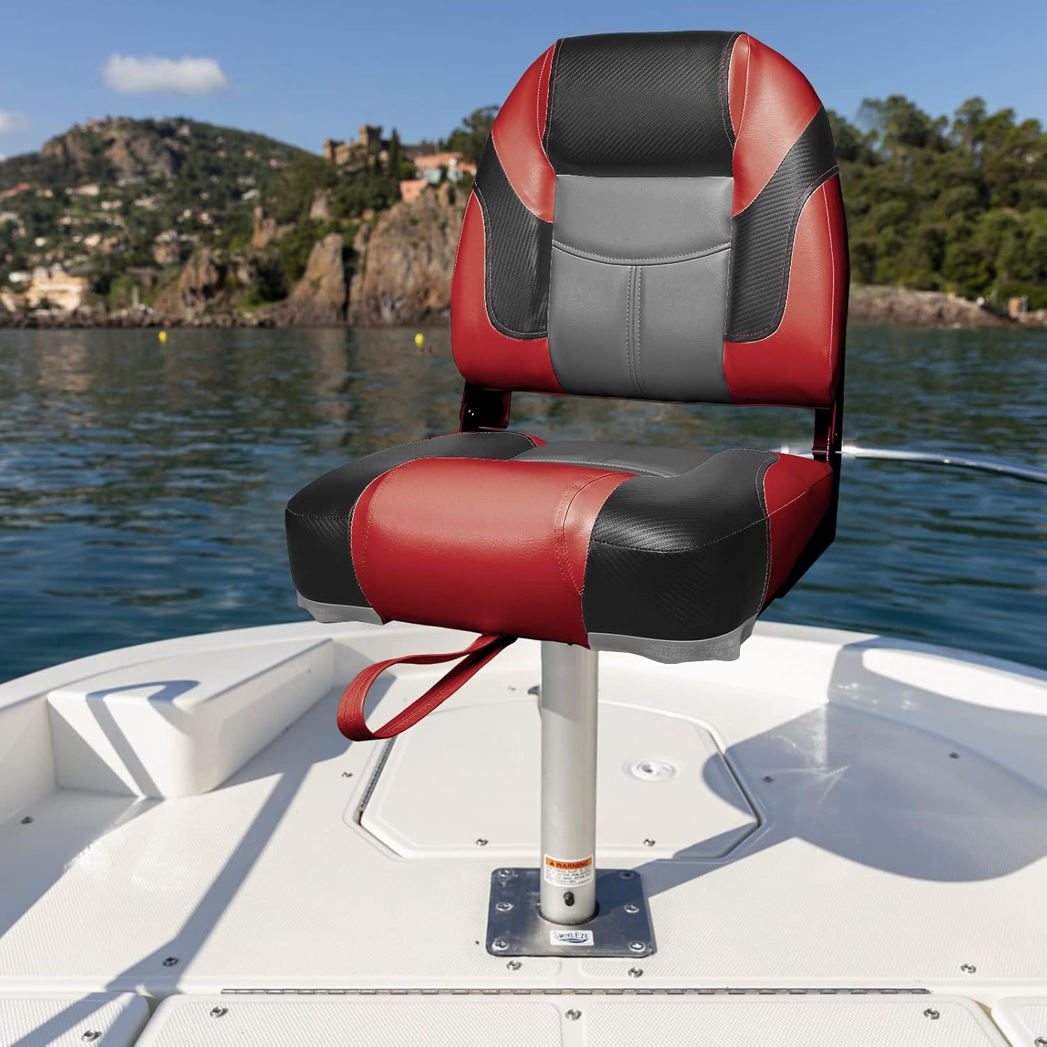 Leader Accessories Low/High Back Folding Fishing Marine Boat Seat 2 Pack