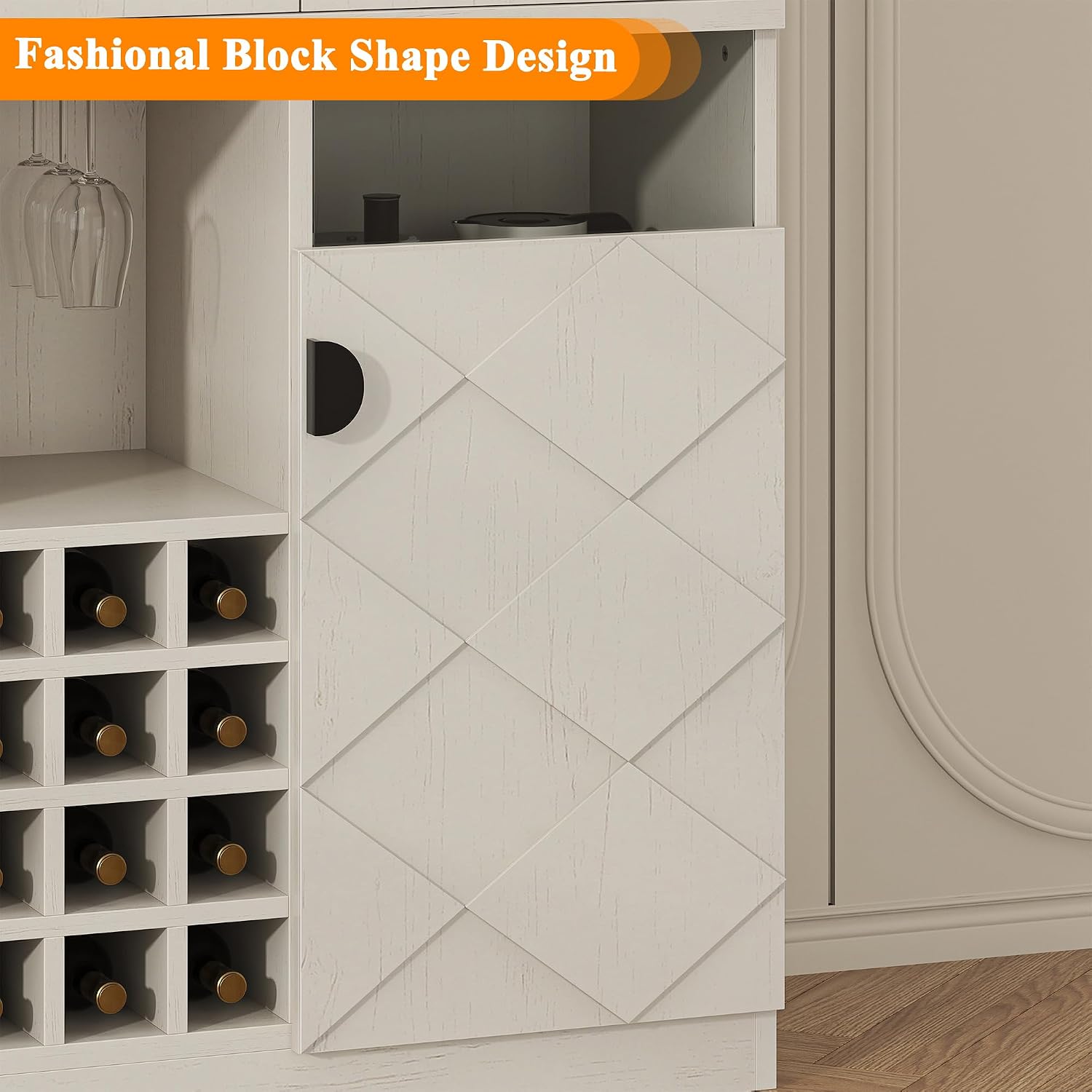 kepptory 47” Pantry Cabinet, Kitchen Pantry Storage Cabinet with Doors and Adjustable Shelves,Freestanding Buffet Cupboards Sideboard for Living Room and Dinning Room (White)