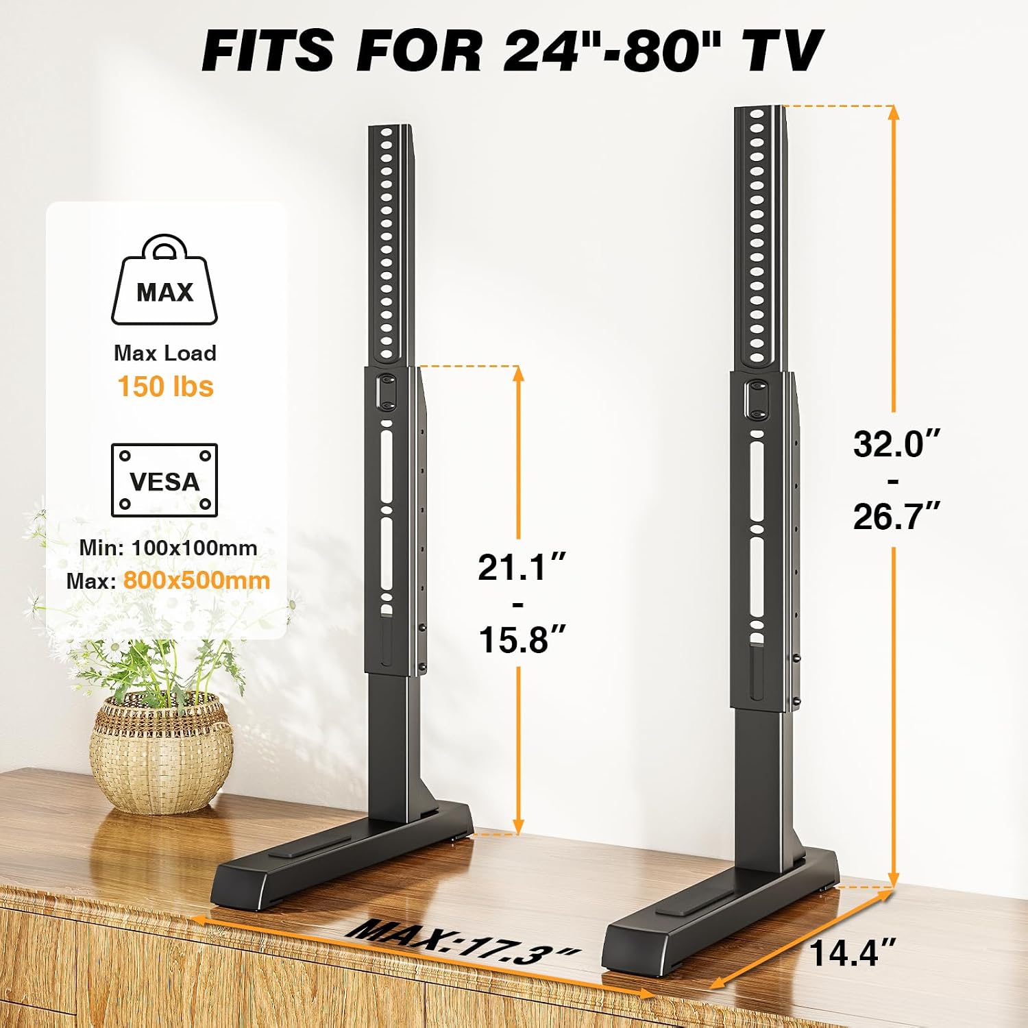 TAVR Universal Table Top TV Stand Mount, TV Legs for Most 20-75 Inch TVs