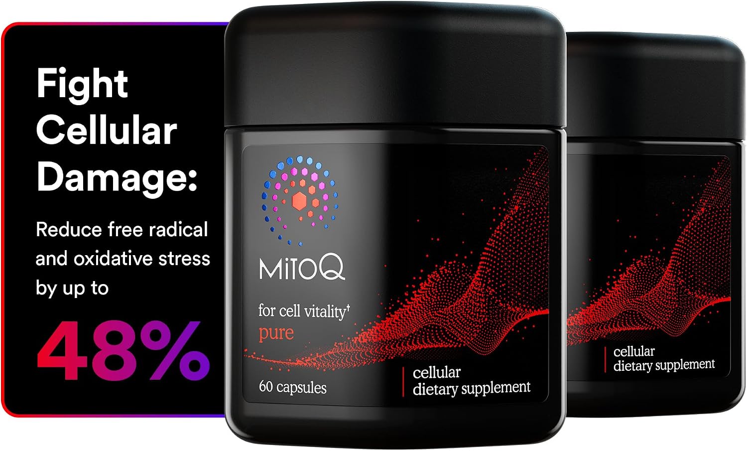 MitoQ Pure Advanced Mitochondria Supplement - Superior Bioavailability to CoQ10 - Patented Vitality Supplement for Sustained Energy, Heart Health, Metabolic Support, and Healthy Aging (60 Capsules)