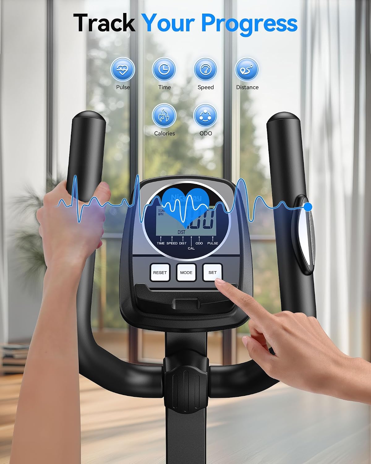 Niceday Elliptical Exercise Machine with 15.5/18/19IN Long Stride | Compact Elliptical Machine for Home Use, 16 Resistance Levels; 400LBS Stable Loading Capacity; Kinomap APP Support
