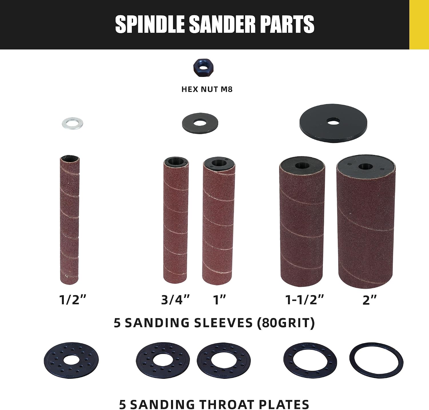 Woodskil Variable Speed Oscillating Spindle Sander for Wood,4A | Spindle Sander with 1000-1800RPM,6 Sleeves,Compact Design for Curved Edges,Contours,Slots,Detail Work