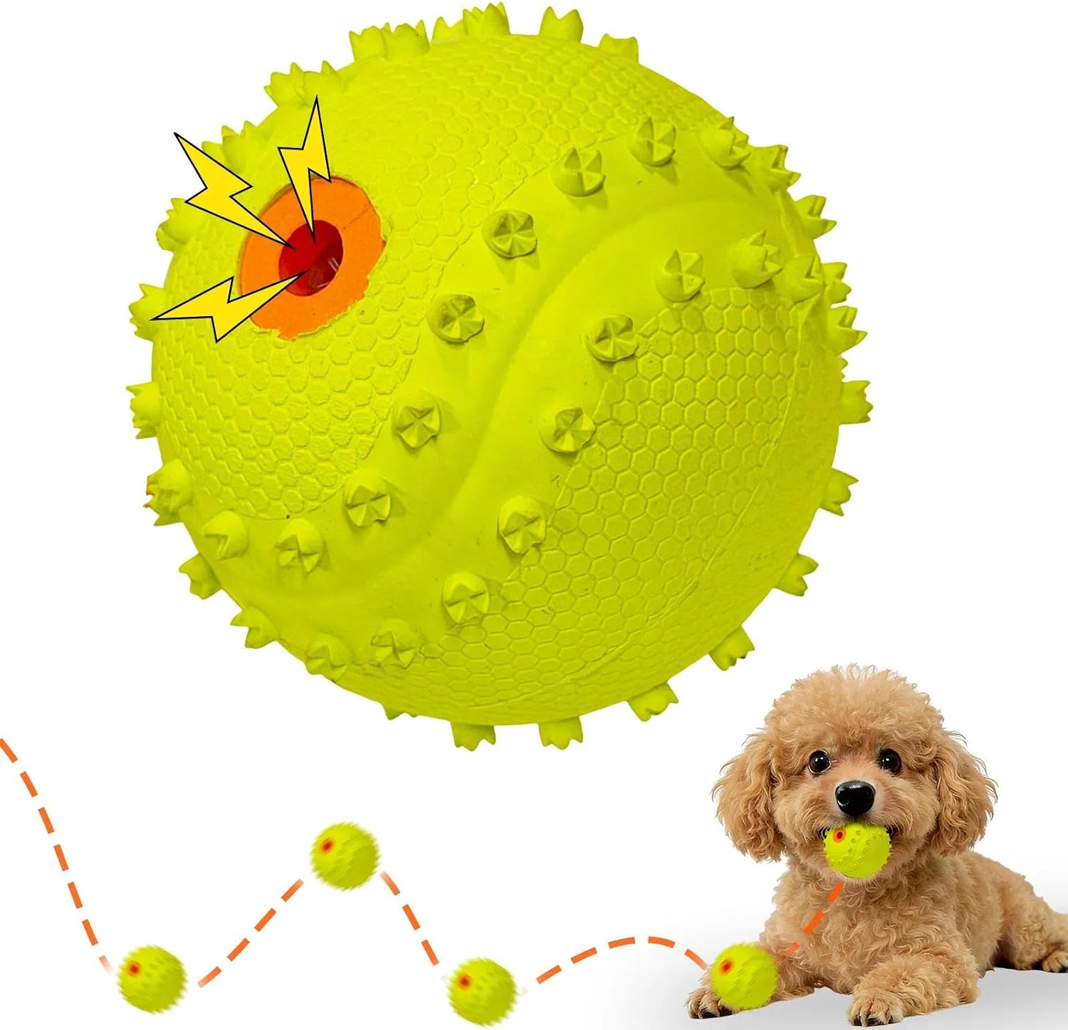 LaRoo Squeaky Dog Ball Toy,Durable Natural Rubber Squeaker Ball Throwing Training,Teeth Cleaning Chew Toy for Pet Medium and Large Dogs (3.5In Green)