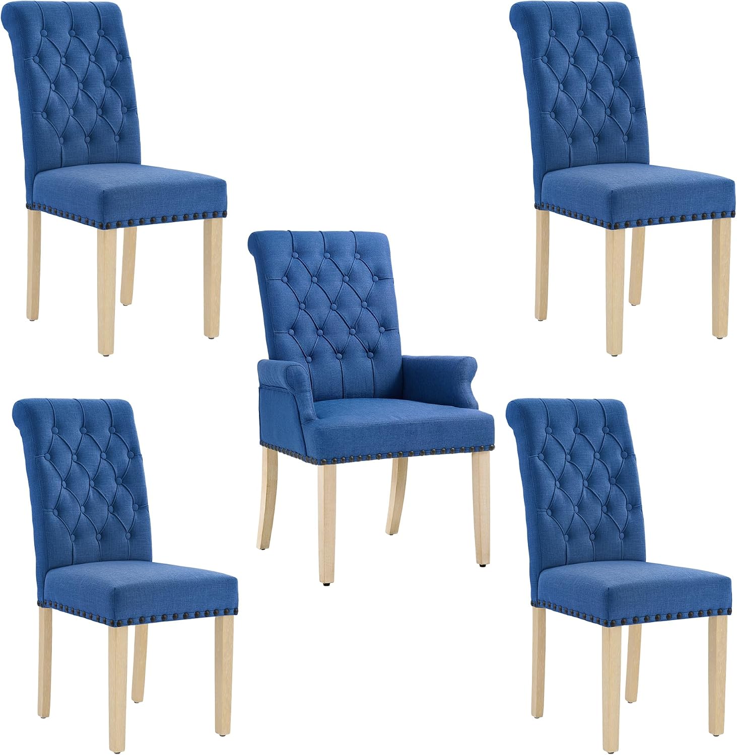 adochr Dining Chairs with Arms,Linen High Back Dining Room Chairs, Beige