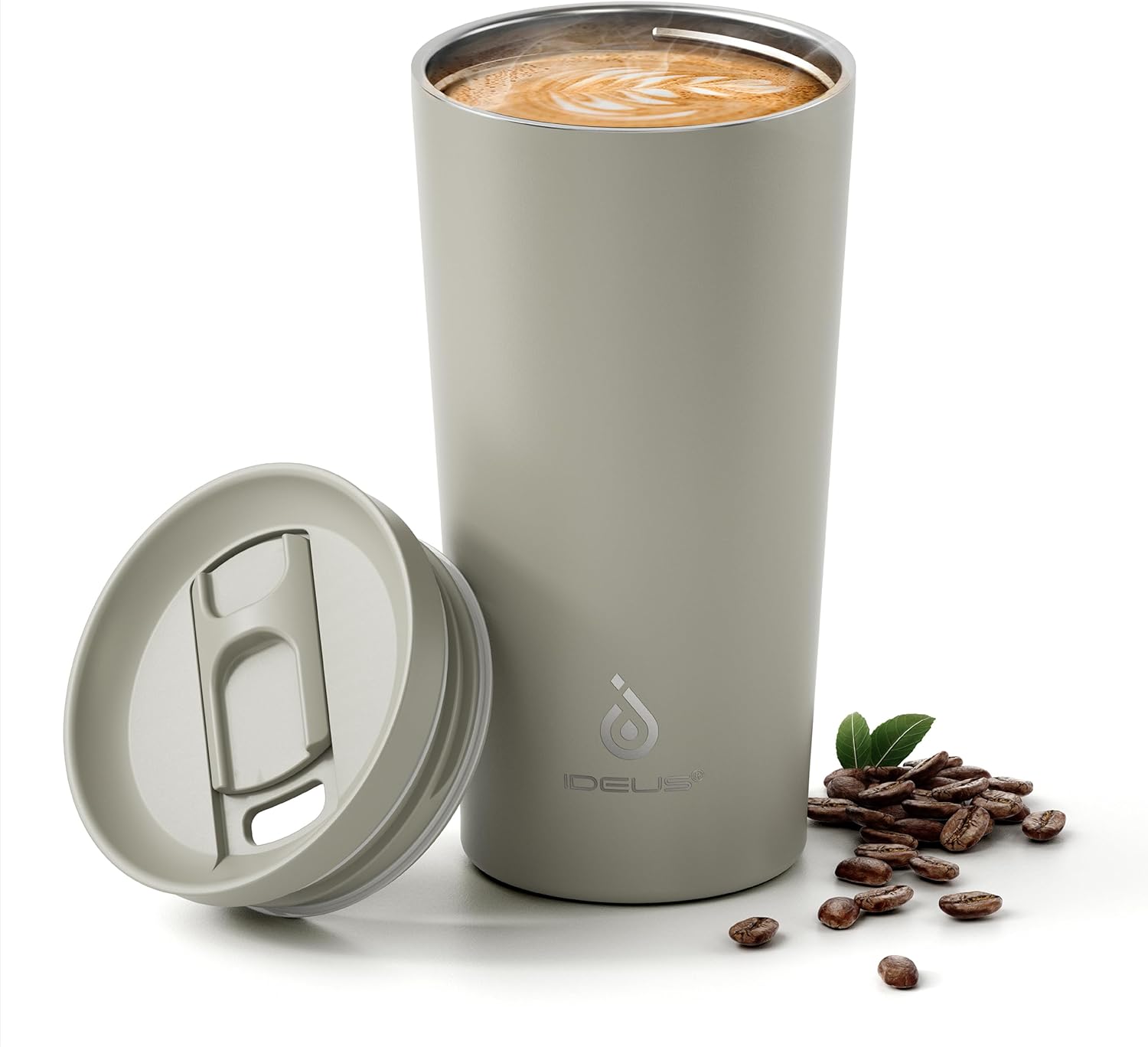 Ideus 20 oz Tumbler, Travel Coffee Mug with Splash Proof Sliding Lid, Double Wall Stainless Steel Vacuum Insulated Coffee Mug for Home and Office