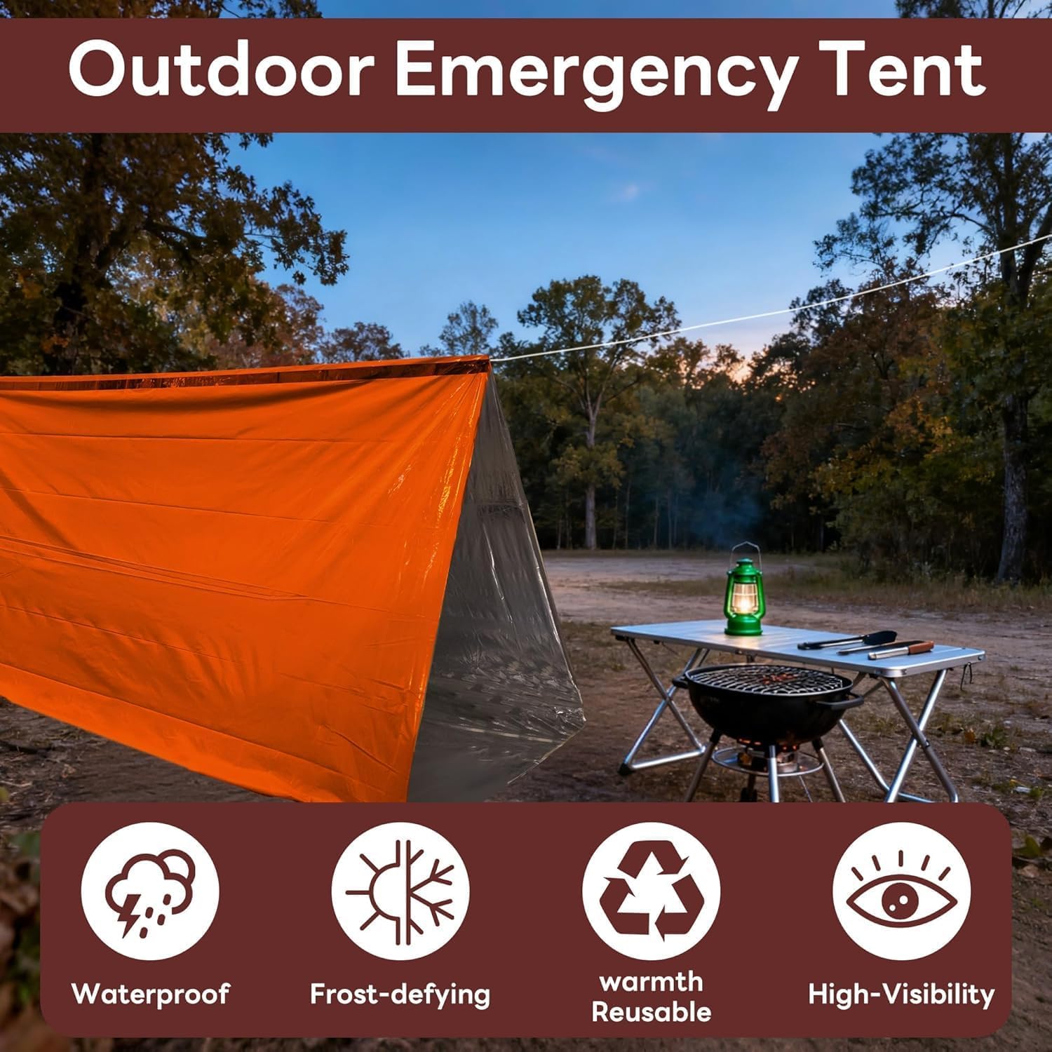 Deecam Emergency Survival Tent, 1 or 2 Person Mylar Thermal Shelter