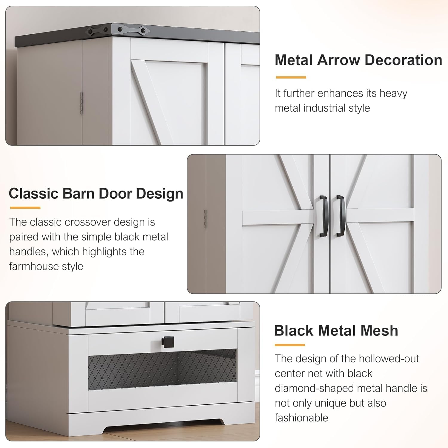 kepptory 47” Pantry Cabinet, Kitchen Pantry Storage Cabinet with Doors and Adjustable Shelves,Freestanding Buffet Cupboards Sideboard for Living Room and Dinning Room (White)
