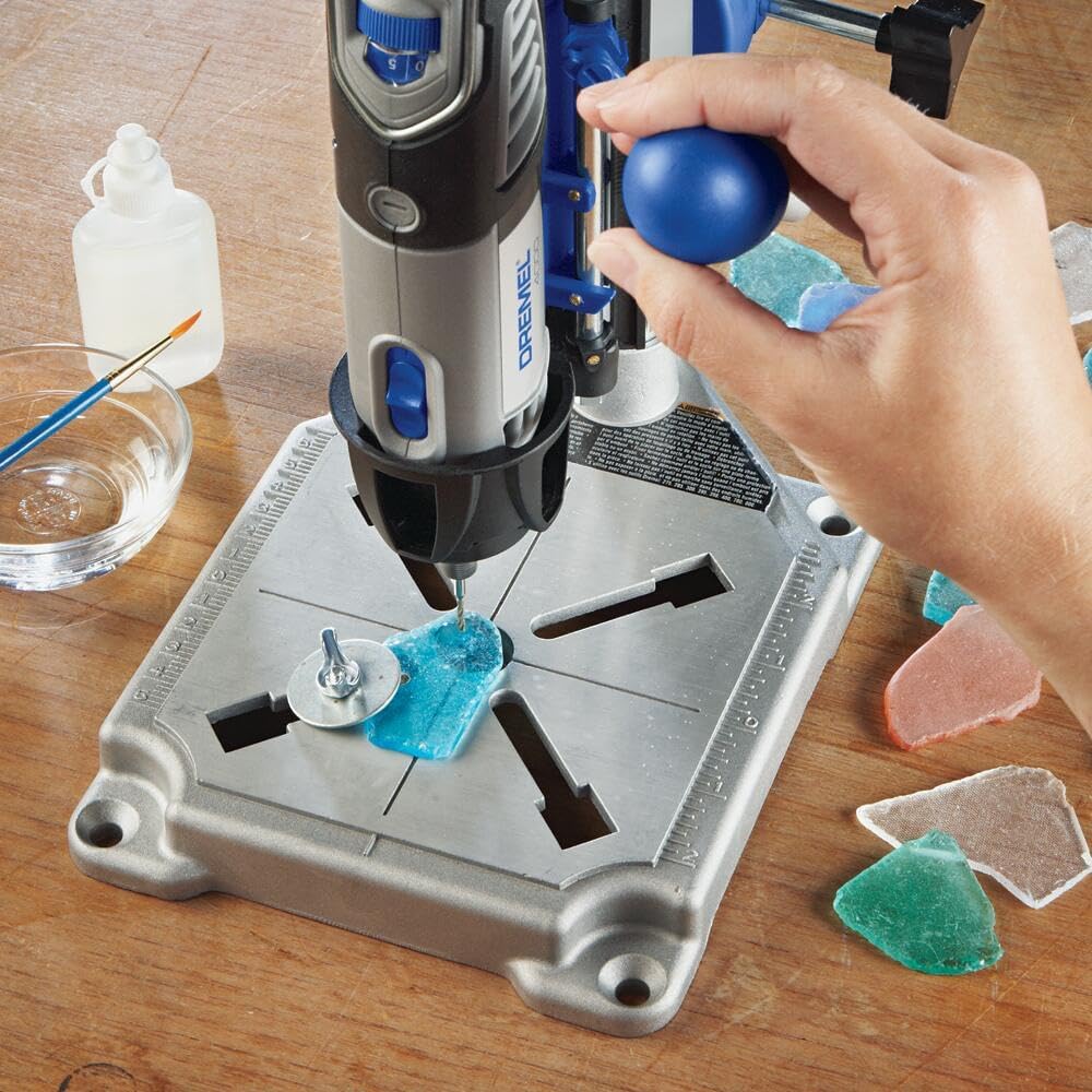Dremel Drill Press Rotary Tool Workstation Stand with Wrench - Mini Portable Press & Tool Holder - 2-Inch Depth - Ideal for Drilling Perpendicular