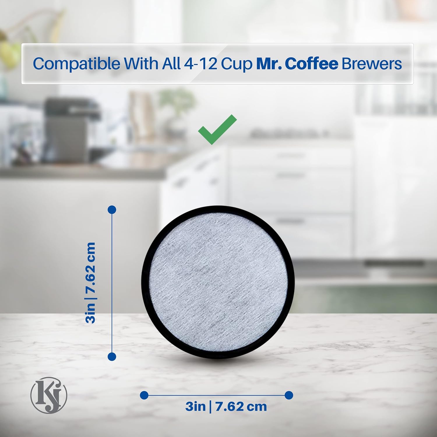K&J Mr. Coffee Charcoal Water Filter Discs - Replacement 12-Pack Fits Most Mister Coffee Machine Brewers