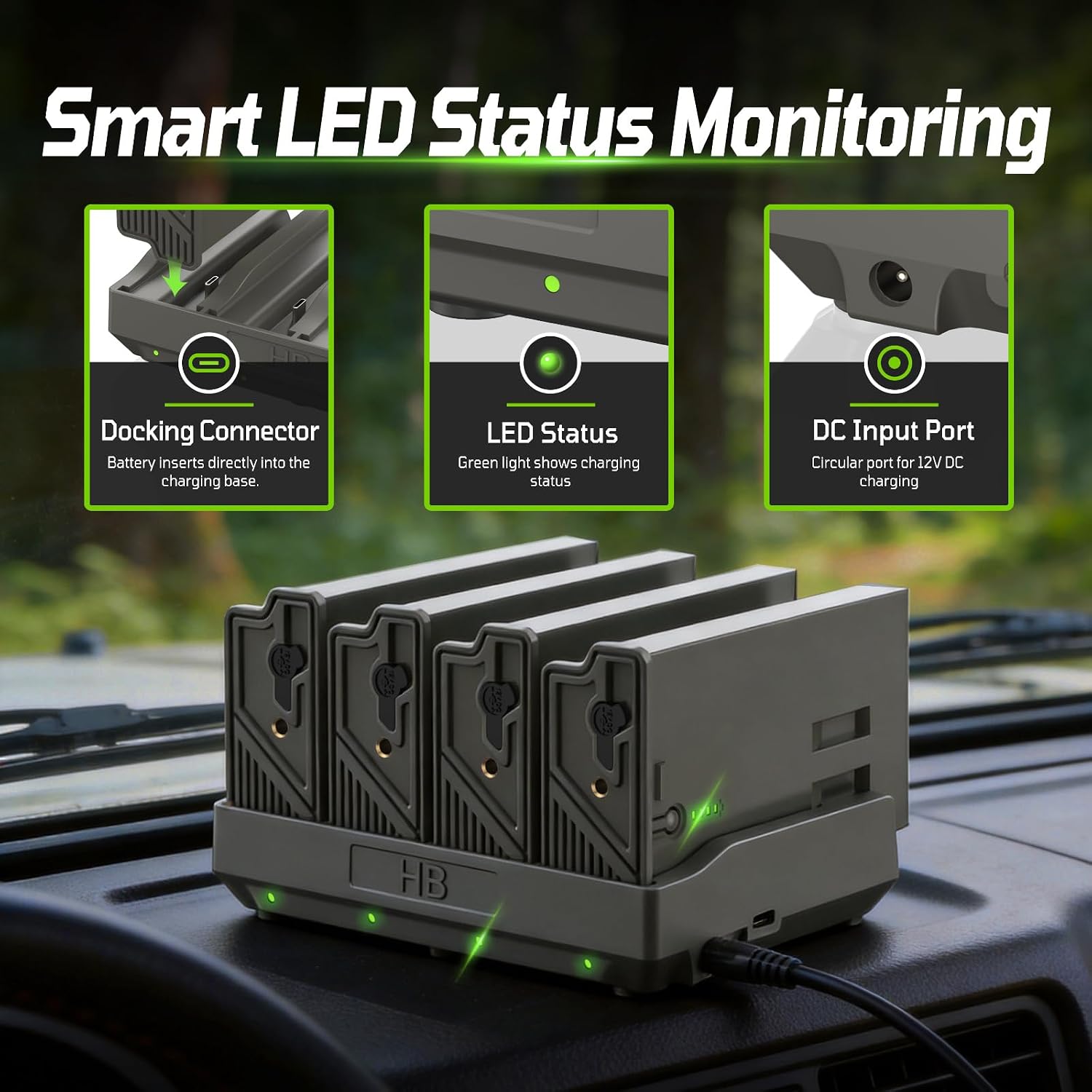 Tactacam Lithium Battery Pack, Compatible with Tactacam Reveal Trail Cameras, 4-Pack Rechargeable Batteries Kit with Charger Station for Hunting & Outdoor Surveillance