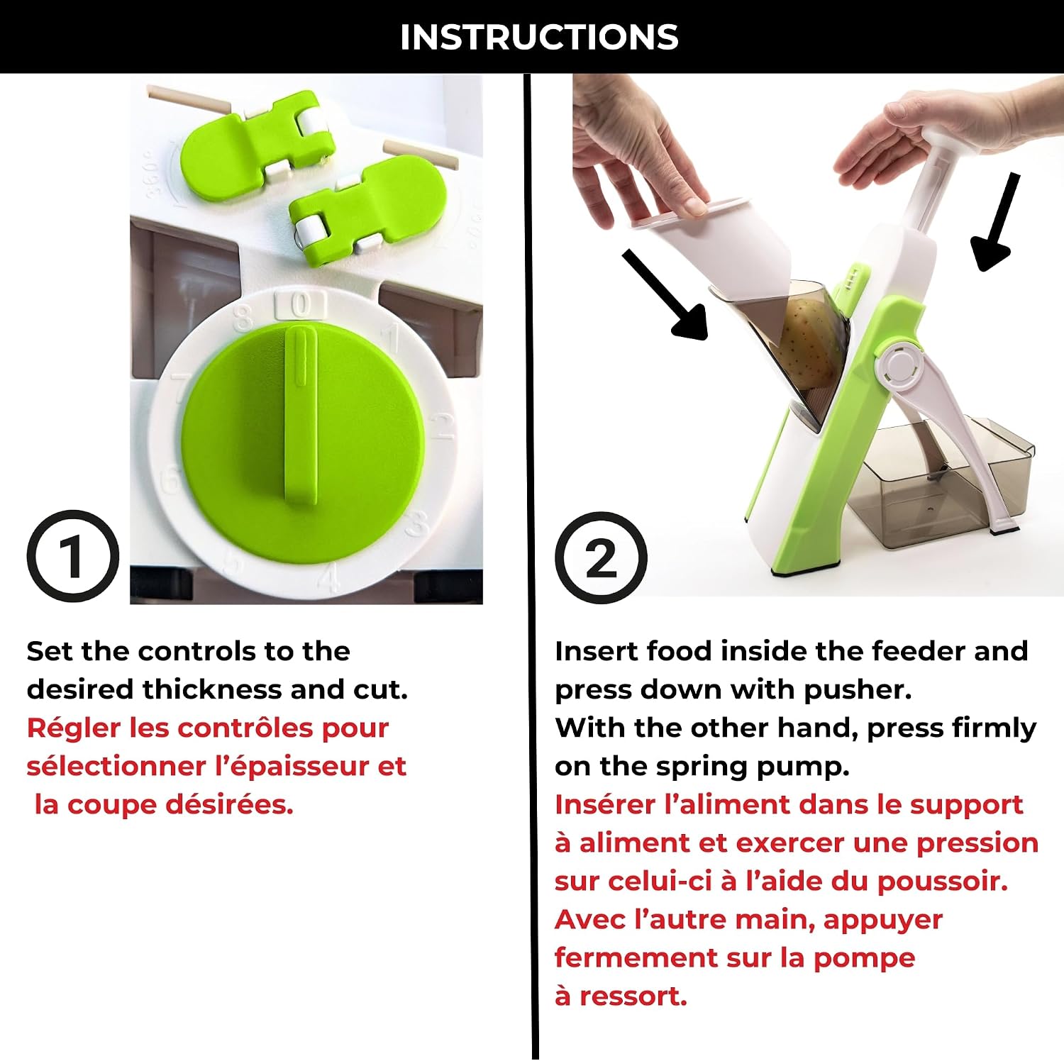 Starfrit Pump'n'Slice Vertical Mandoline, Food Slicer & Chopper, Safe