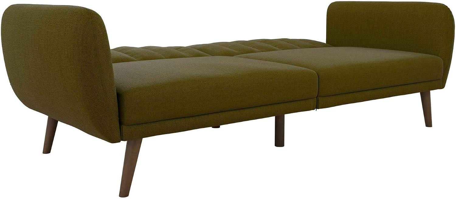 Novogratz Brittany Futon Sofa Bed and Couch Sleeper, Camel Faux Leather