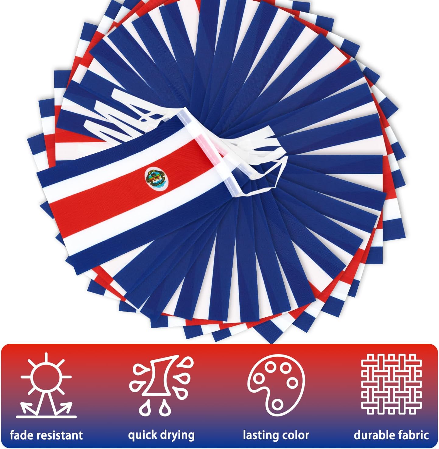 Nicaragua String Flag Pennant Banner, Small Mini Nicaraguan Flags Bunting Banner, National Country Decoration for School, Party, Sports Events, Patriotic Festival, 33 Feet 30 Flags