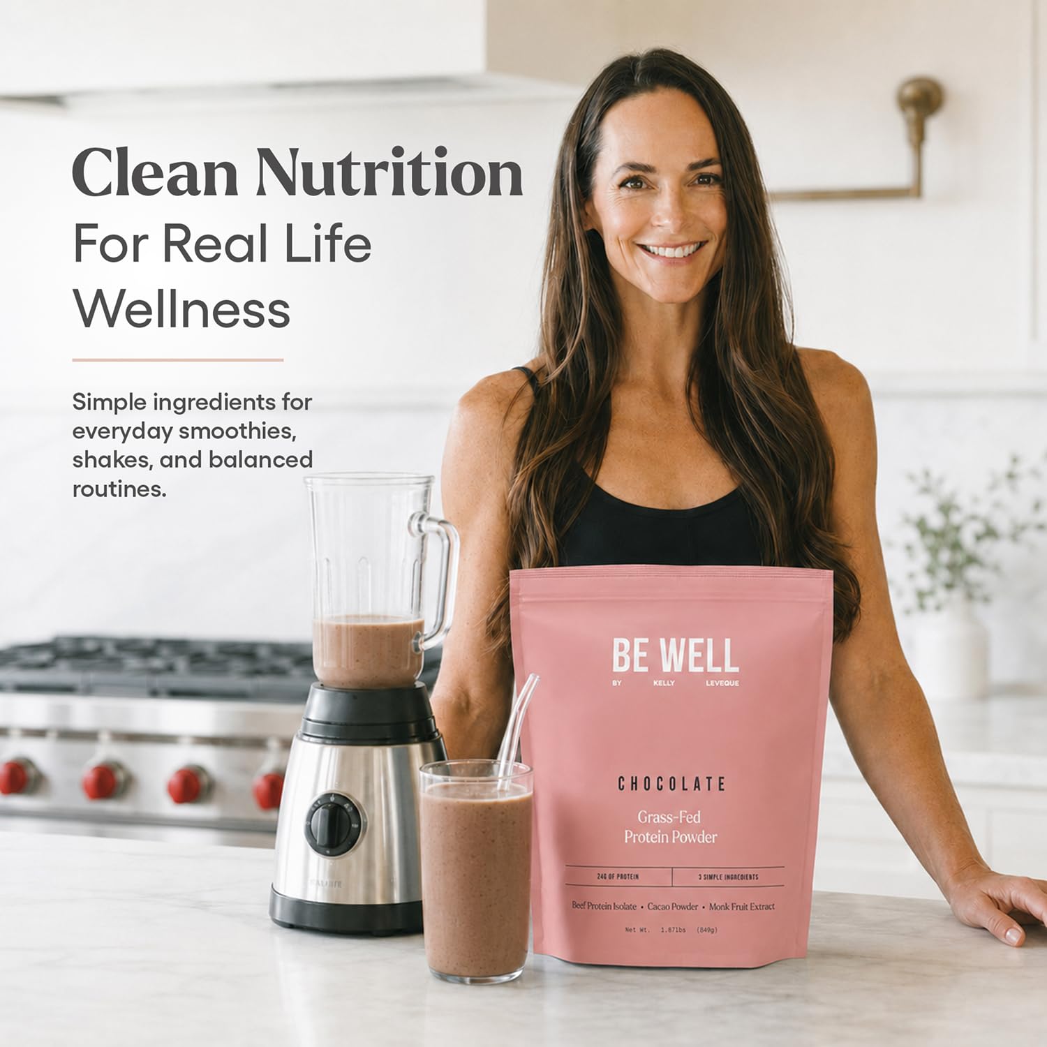 Be Well by Kelly Grass Finished Beef Protein Powder Vanilla Flavor