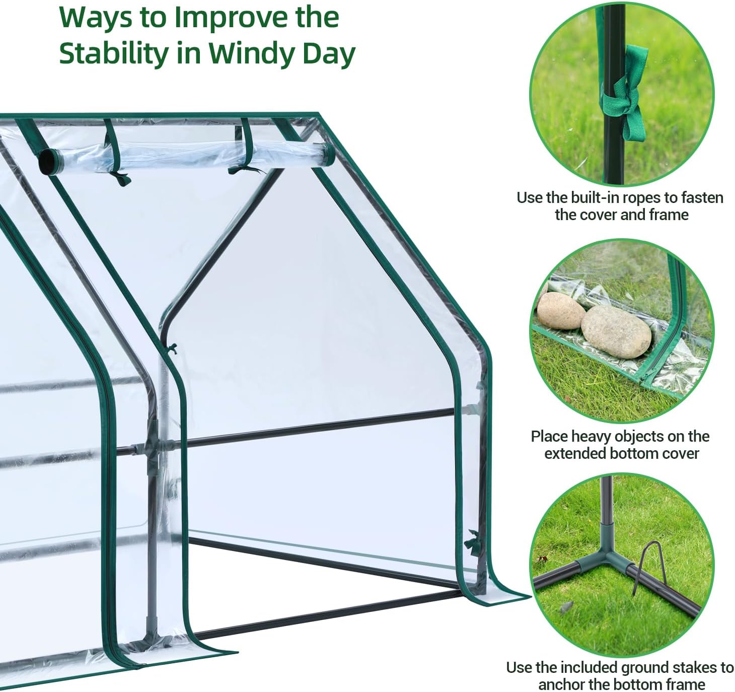 Ohuhu Portable Mini Greenhouse, 71"x36"x36" Greenhouses for Outdoors with Dual Large Zipper Doors & Ground Stakes