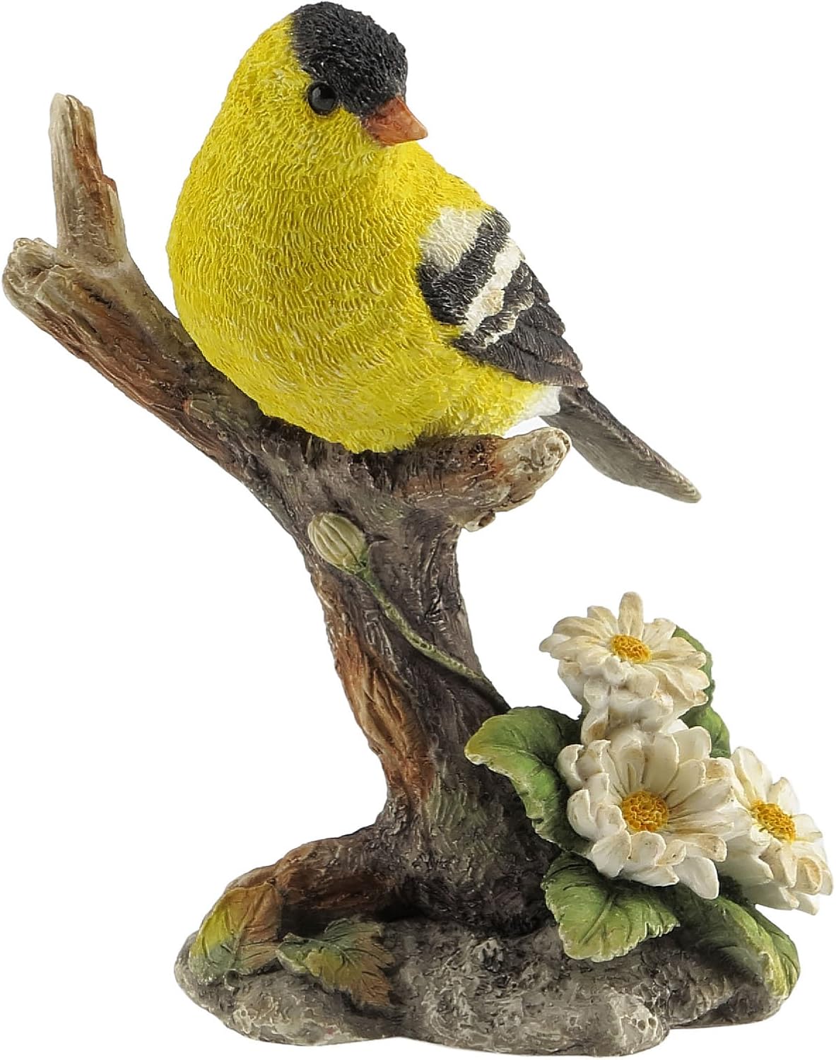 US 4.5 Inch Goldfinch Bird on Branch Decorative Statue Figurine, Yellow