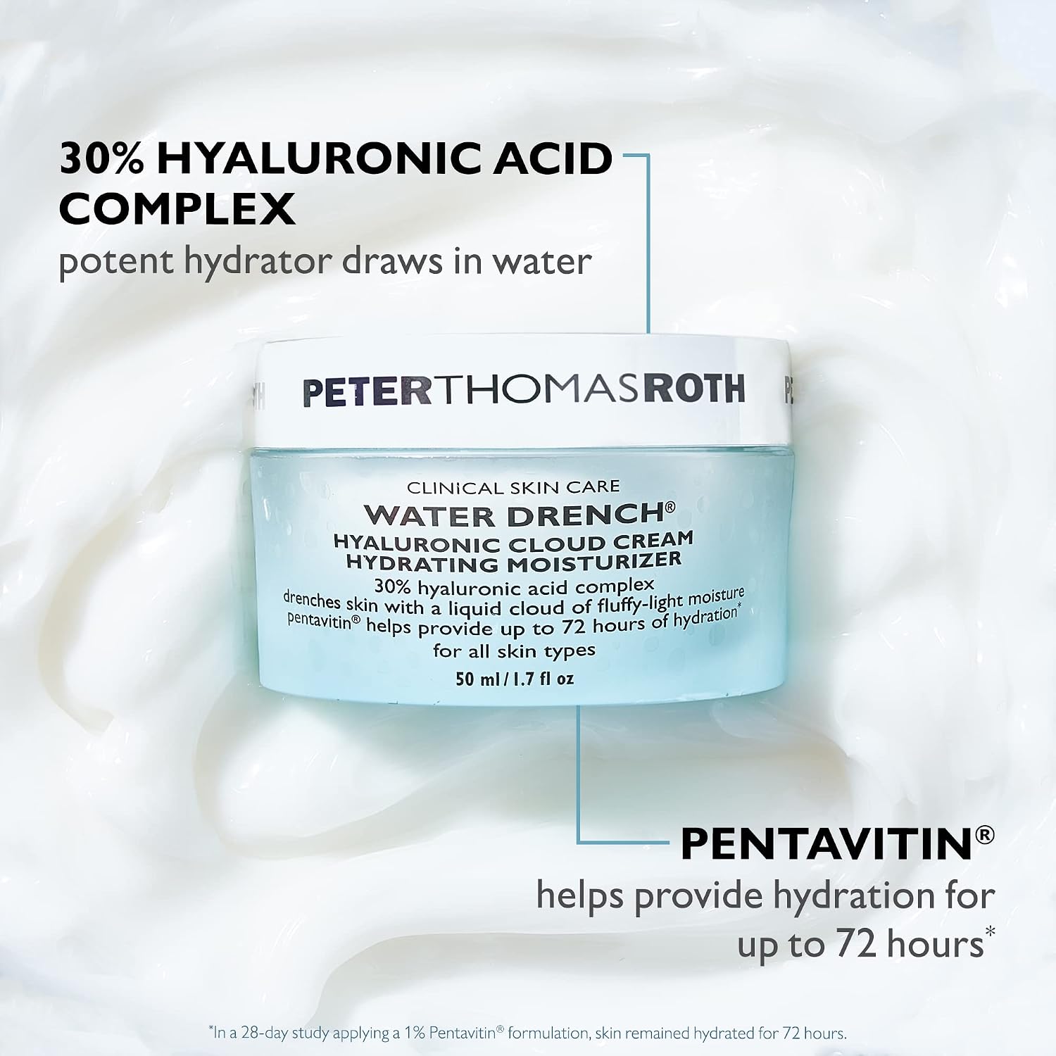 Peter Thomas Roth | Water Drench® Hyaluronic Cloud Cream Hydrating Refillable Moisturizer | Hyaluronic Acid Cream For All Skin Types, Line-Smoothing, Fragrance-Free