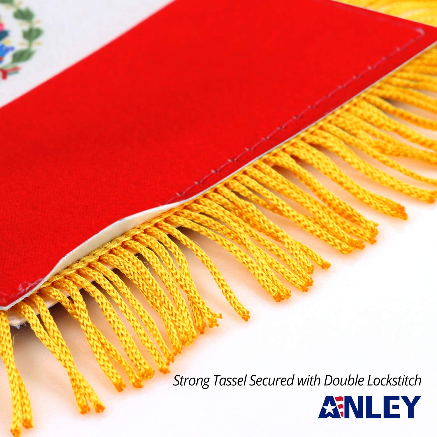Anley 4 X 6 Inch Nicaragua Fringy Window Hanging Flag - Mini Banner & Car Rearview Mirror Décor - Fringed Nicaraguan Hanging Flag with Suction Cup