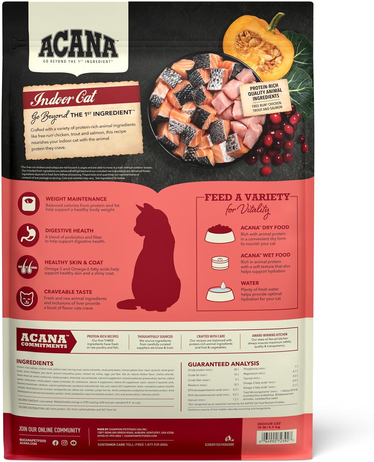 ACANA Dry Cat Food for Indoor Cats Indoor Entrée Chicken Turkey 4lb Bag