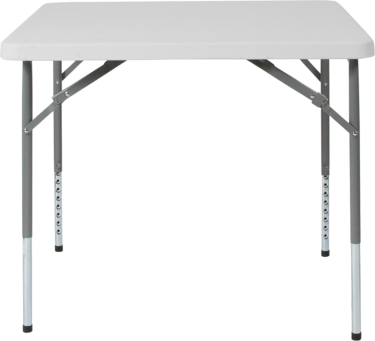 EMMA + OLIVER 2.79-Foot Square Granite White Adjustable Folding Table | Height Adjustable, Card and Game Table, Lightweight