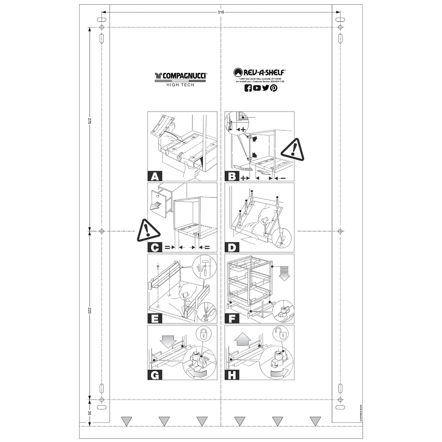 Rev-A-Shelf - 5349-18DM-217 - Double 35 Qt. Pull-Out Brushed Aluminum and Silver Waste Container