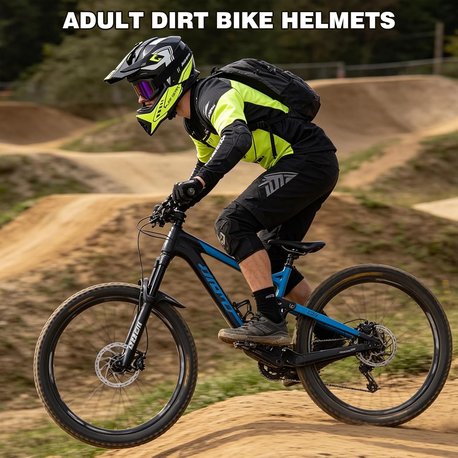 Adult Dirt Bike Helmet DOT Approved,WS901 Full Face Motocross Set | Includes Goggles Gloves,adjustable visor and washable liner for UTV MX Dirtbike ATV OffRoad