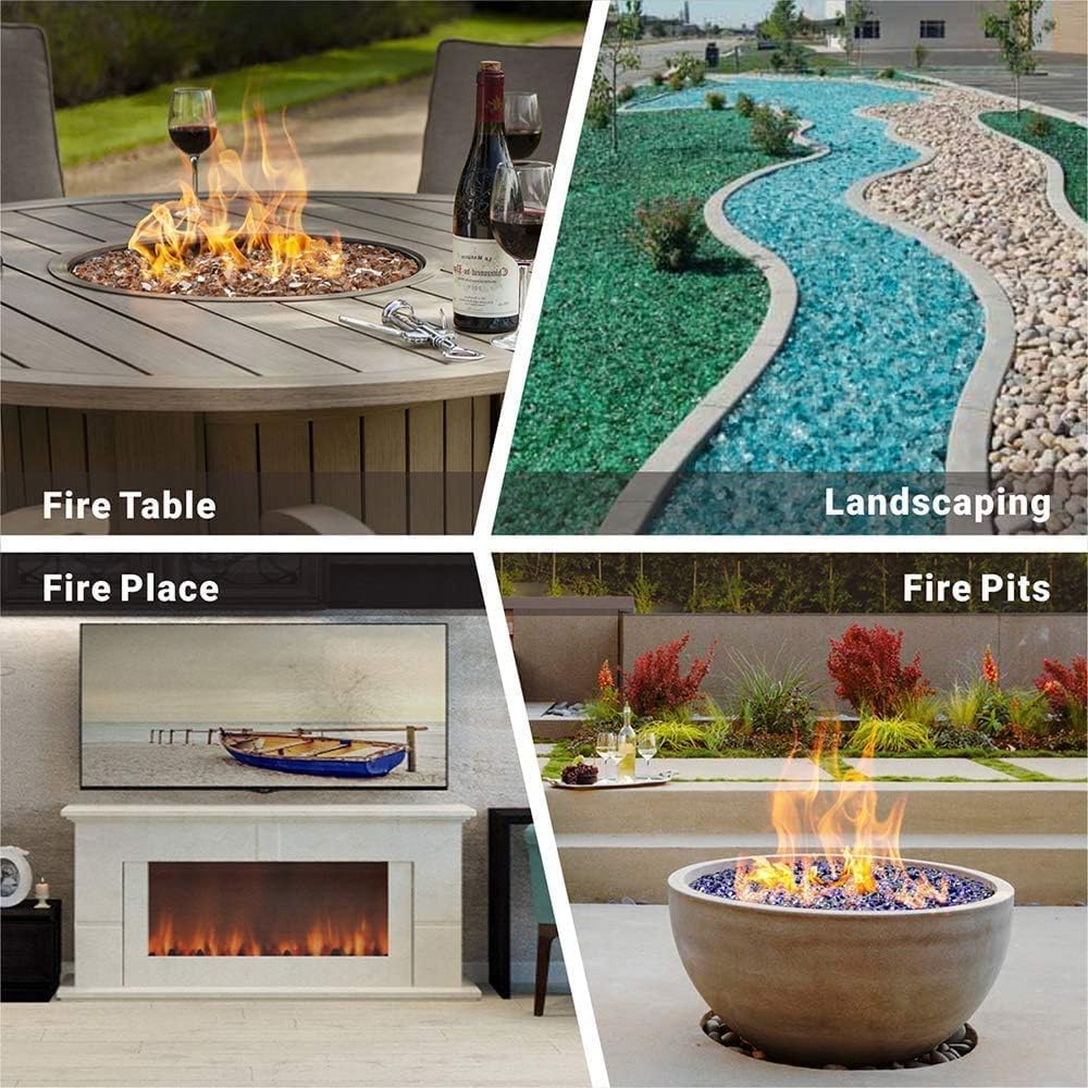 Mr. Fireglass 10 Pounds 1 Inch Diamond Fire Glass, High Luster Crystal Ice | Reflective Fire Pit Glass Rocks,10 lbs, For Propane & Natural Gas Fire Pits Table Fireplace & Lanscape