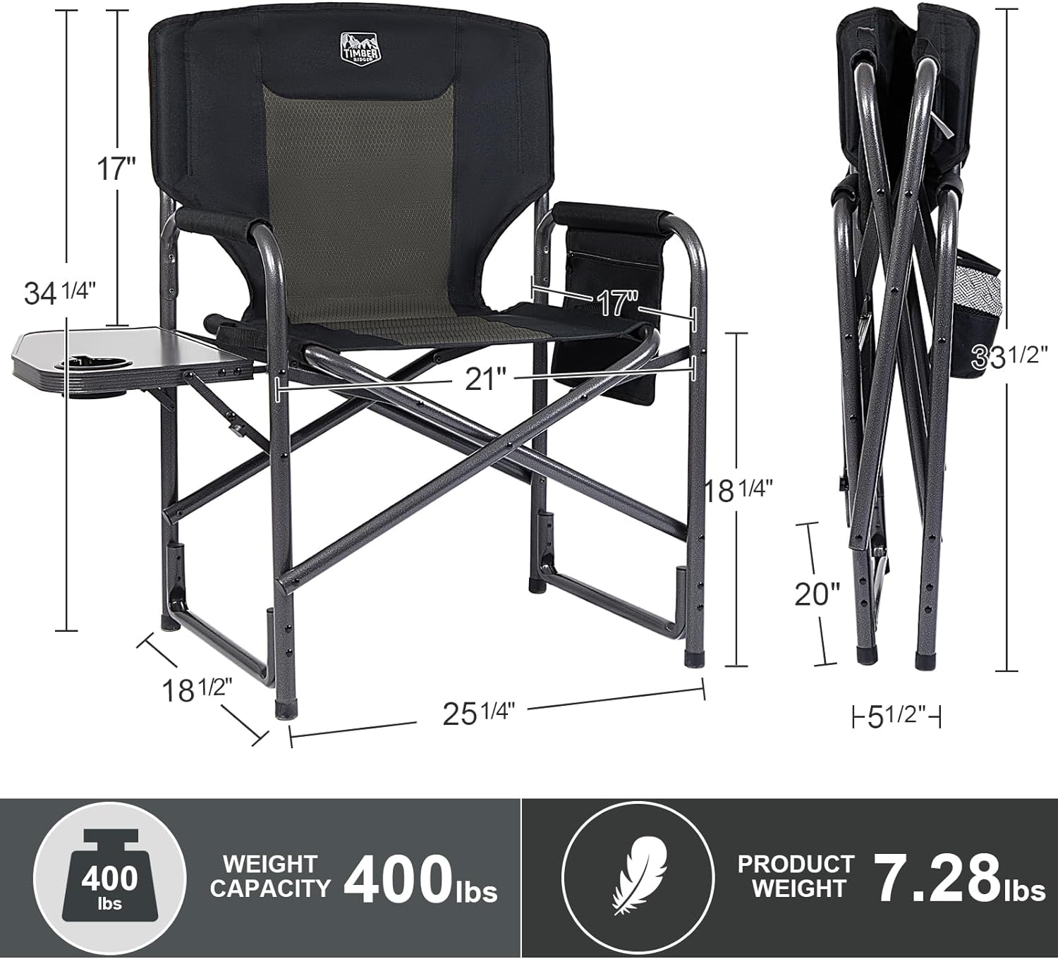 TIMBER RIDGE Aluminum Oversized Camping Chair