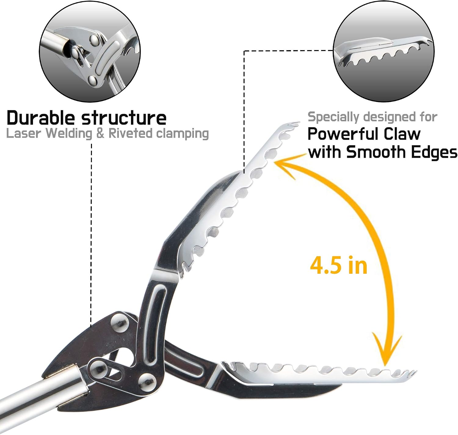 FTH Stainless Steel Grabber Reacher Pickup Tool Heavy Duty Trash Picker 40"