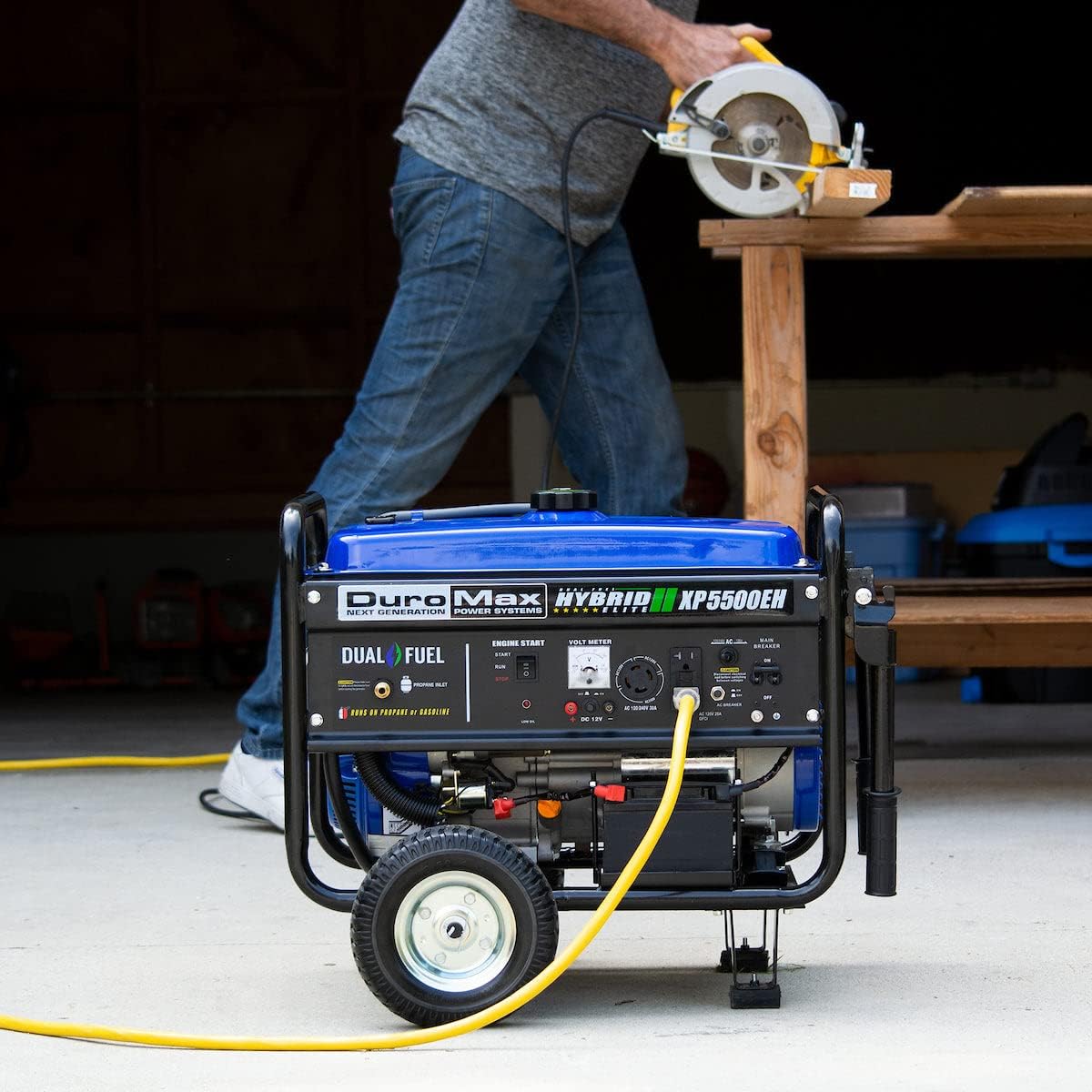 DuroMax XP12000EH 12,000-Watt Dual Fuel Portable Generator – Gas & Propane, Electric Start, Whole Home Backup Power, Transfer Switch Ready, RV & Emergency Ready