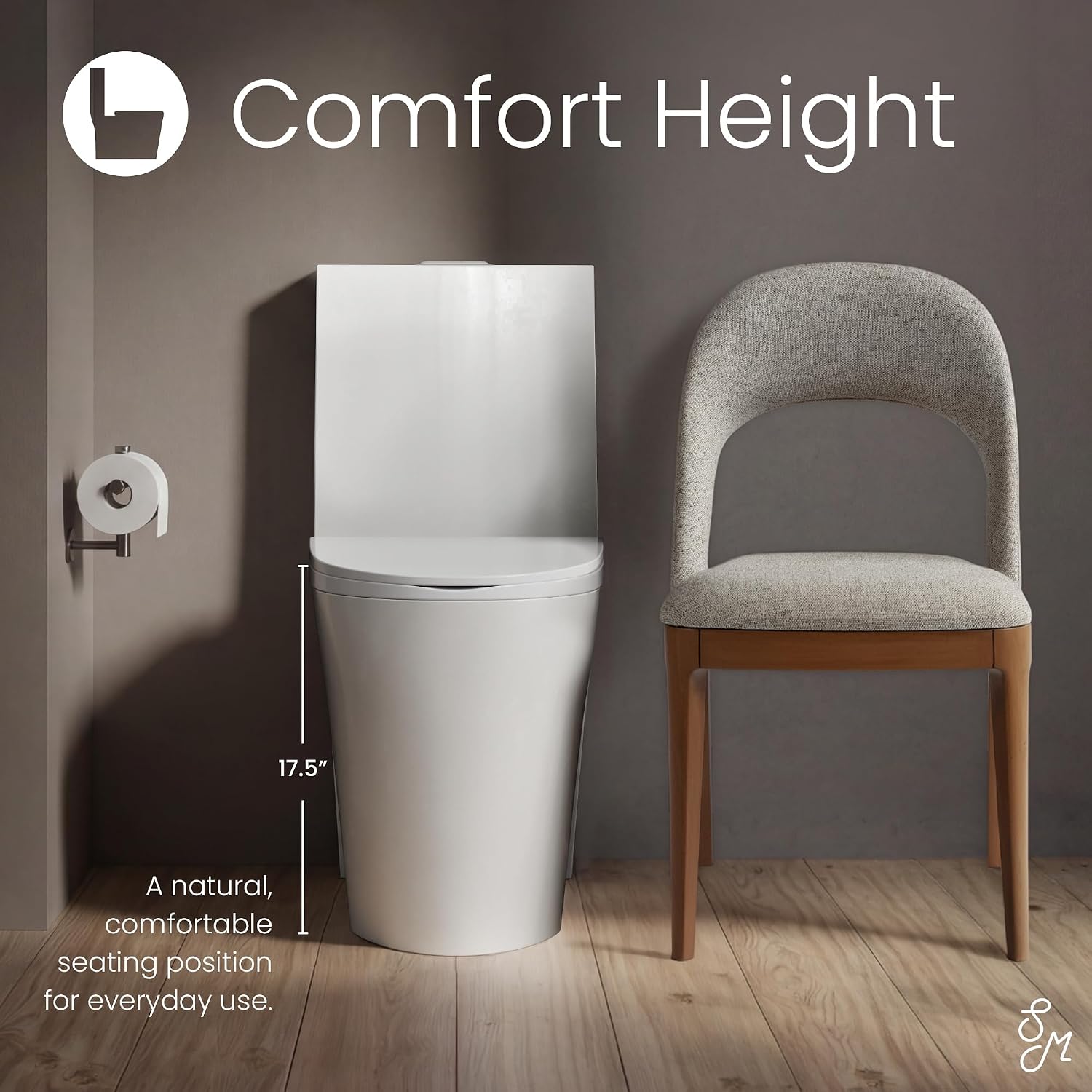St. Tropez Comfort Height One-Piece Elongated Toilet, Vortex Dual-Flush 1.1/1.6 GPF, White Hardware