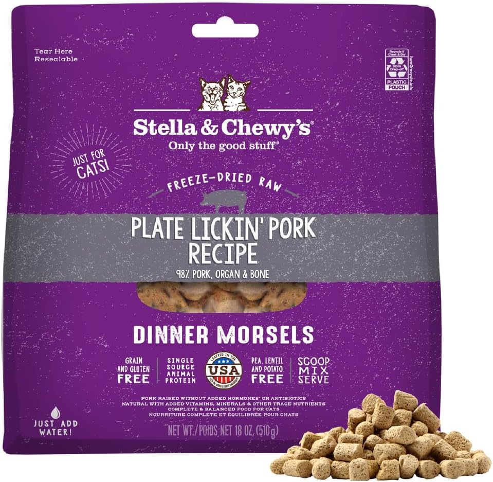 Stella & Chewy's Freeze-Dried Raw Cat Dinner Morsels - Premium Chicken Recipe with 98% Cage-Free Meat & Organs - Natural Grain-Free Cat & Kitten Food - Made in USA - 18 oz