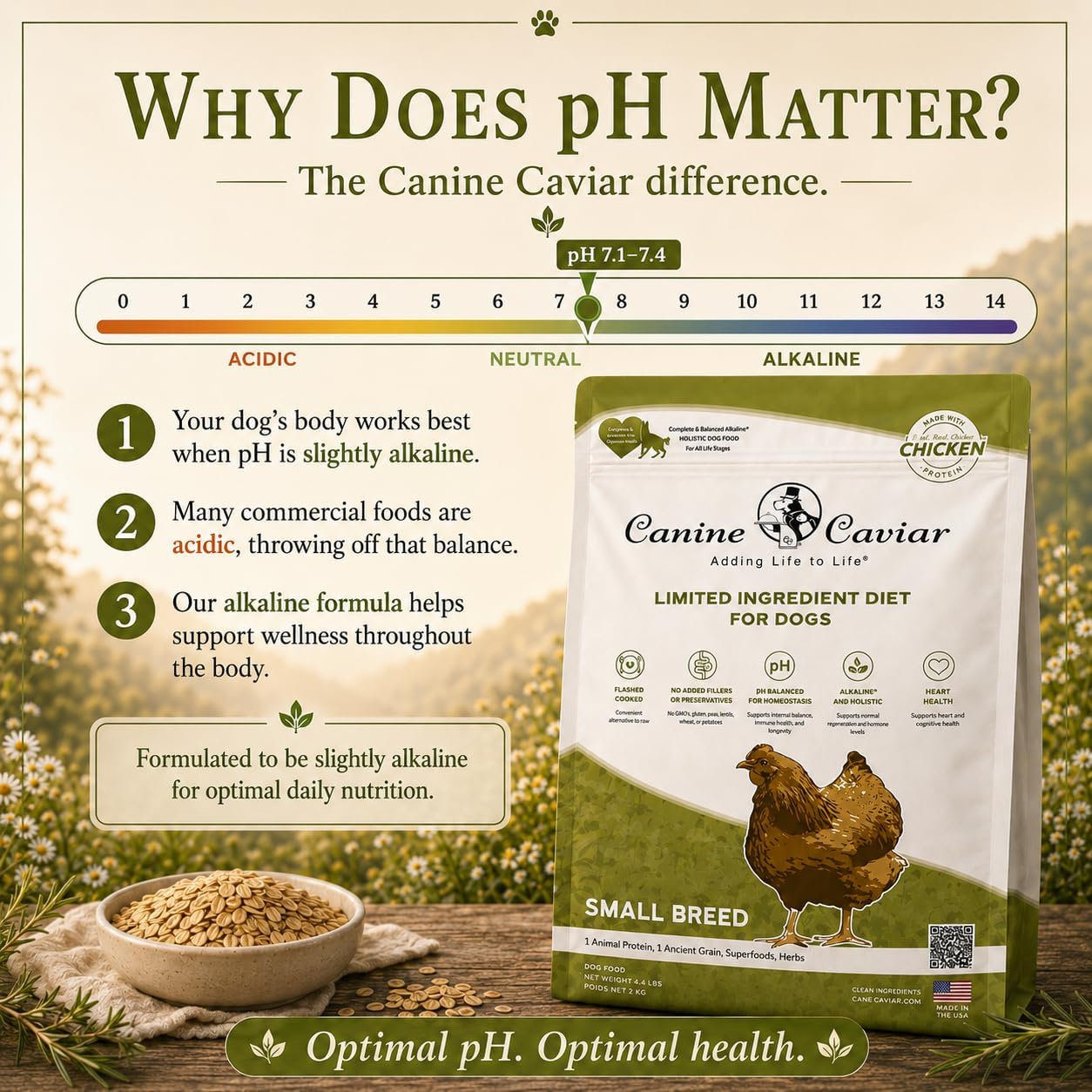 Canine Caviar - Open Range: Water Buffalo & Chickpea Alkaline Dry Dog Food, Limited Ingredients, Gluten-Free, Based on Science & Research, Veterinary Alternative Diet (22 Pound Bag)