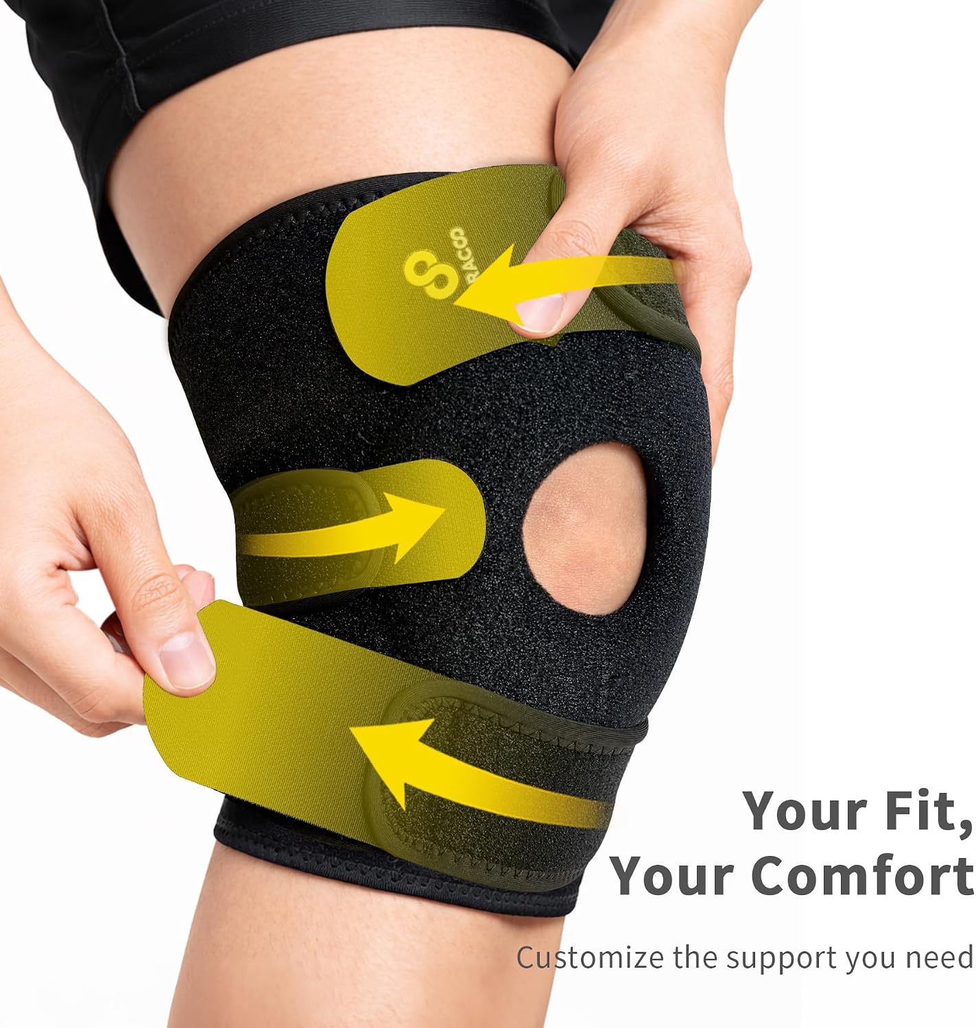 Bracoo Knee Support Brace for Men Women, Adjustable Compression Sleeve Wrap Patellar Pad Tendon - Arthritis Pain, meniscus tear, Injury Recovery, Running, Workout, KS10