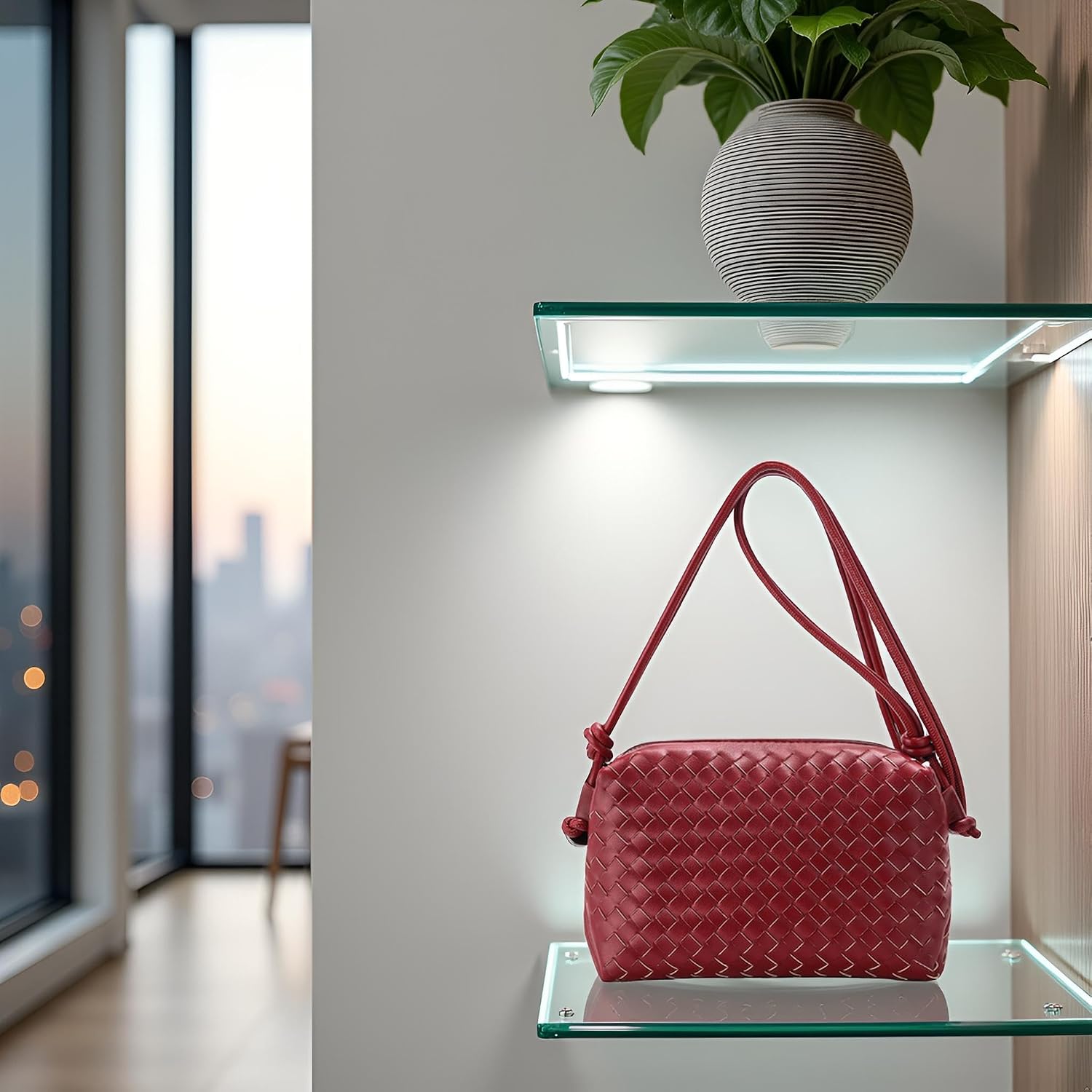 Woven Crossbody Bag for Women: Vegan Leather Handbag for Leisure | Classic Handwoven Bag For Style - Compact Design, Lightweight, Minimalist Style, Fits Phone, Cards & Key, Ideal for Daily Use