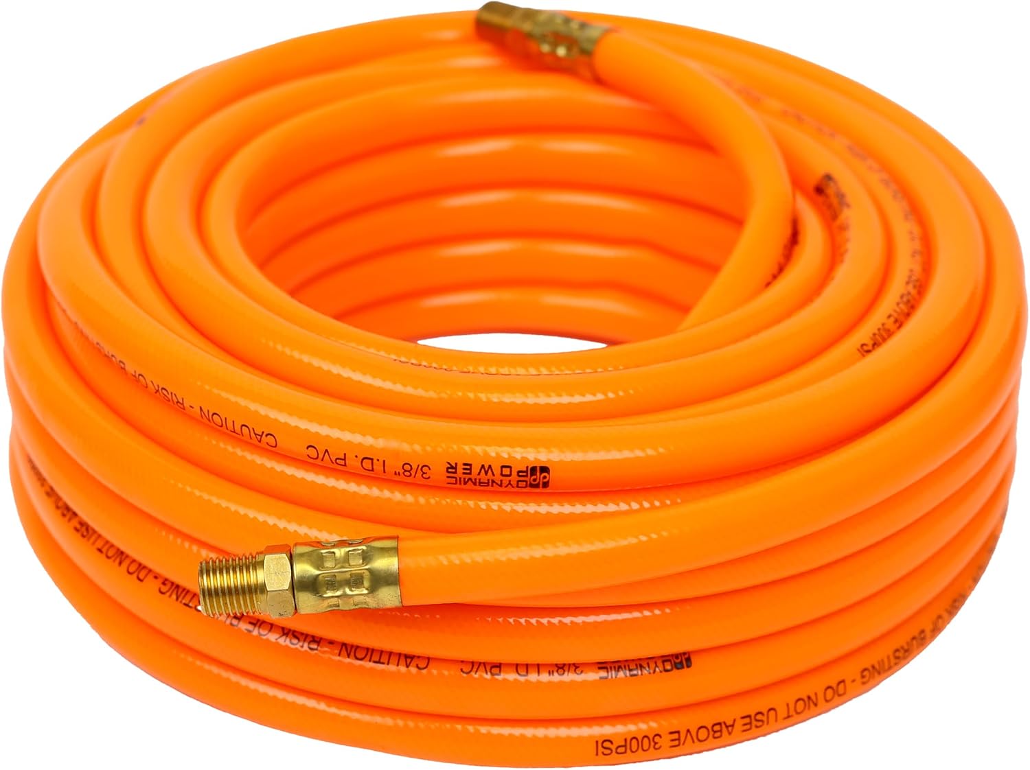 DYNAMIC POWER 3/8-Inch x 50ft Heavy-Duty Air Hose, Reinforced PVC Hose with Brass Fittings (300 PSI)…