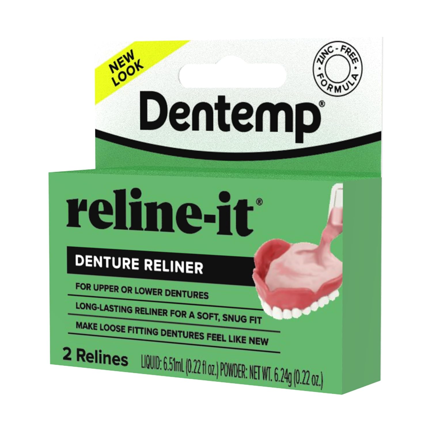 Dentemp Denture Reline Kit - Advanced Formula Reline It Denture Reliner (Pack of 2) - Denture Kit to Refit and Tighten Dentures for Both Upper & Lower Denture (Packaging May Vary)