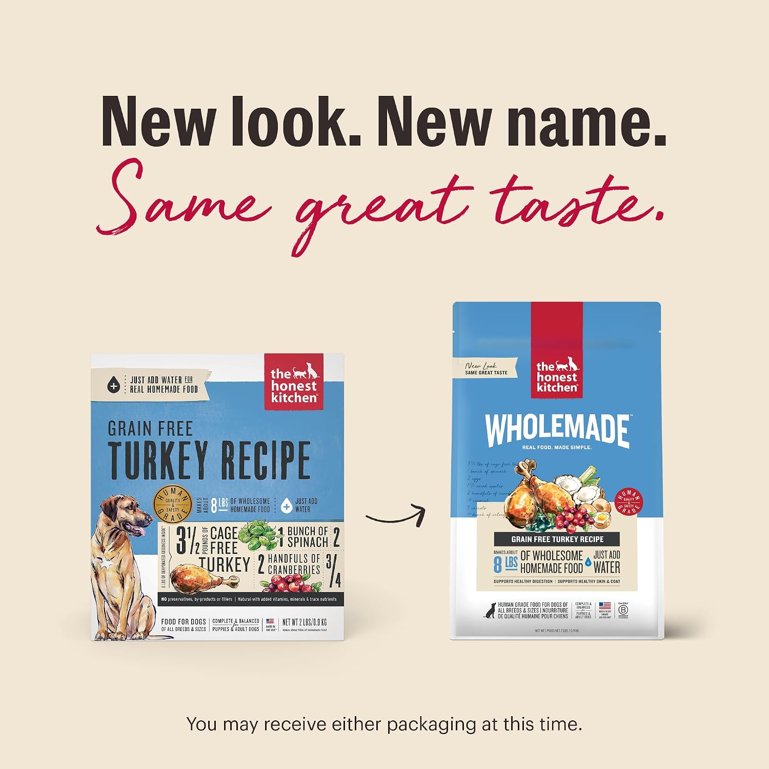 The Honest Kitchen Human Grade Wholemade™ Dehydrated Grain Free Dog Food – Complete Meal or Dog Food Topper – Chicken 4 lb (Makes 16 lbs)